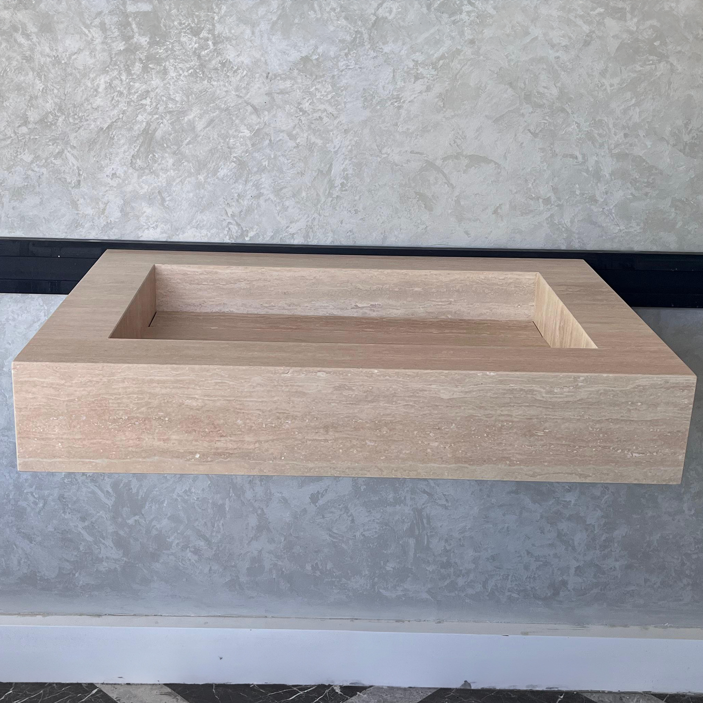 Custom Travertine Sink, Handmade Custom Beige Travertine Sink, Vein Cut Travertine Vanity (TR-66) ( Top Sink, Sink For Bathroom, Marble Vessel Sink