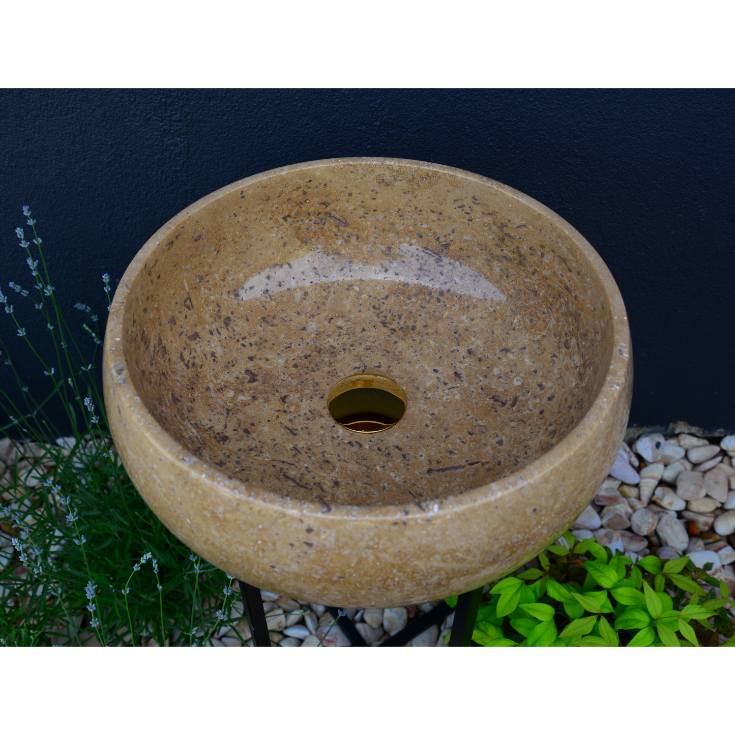 HANDCRAFTED NOCE BROWN TRAVERTINE SINK