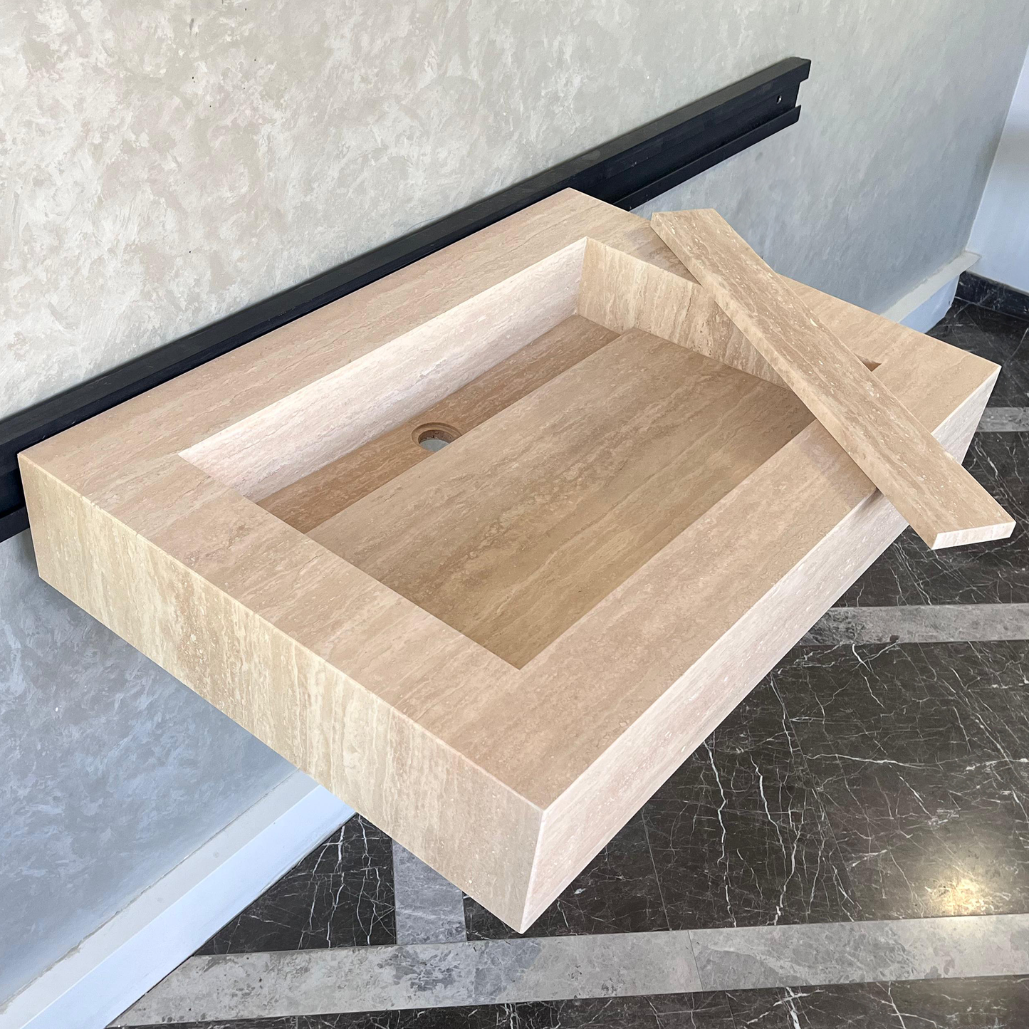Custom Travertine Sink, Handmade Custom Beige Travertine Sink, Vein Cut Travertine Vanity (TR-66) ( Top Sink, Sink For Bathroom, Marble Vessel Sink