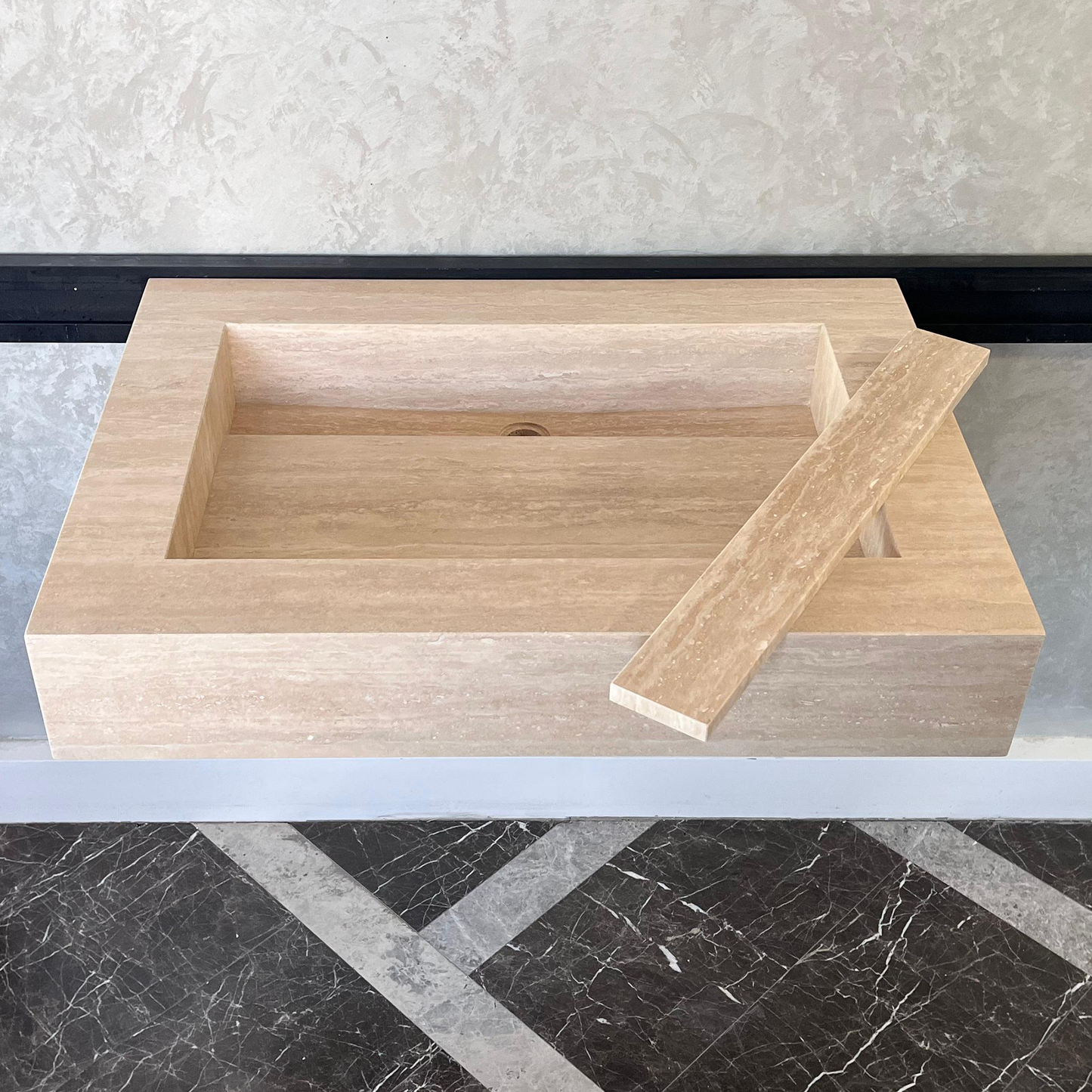 Custom Travertine Sink, Handmade Custom Beige Travertine Sink, Vein Cut Travertine Vanity (TR-66) ( Top Sink, Sink For Bathroom, Marble Vessel Sink