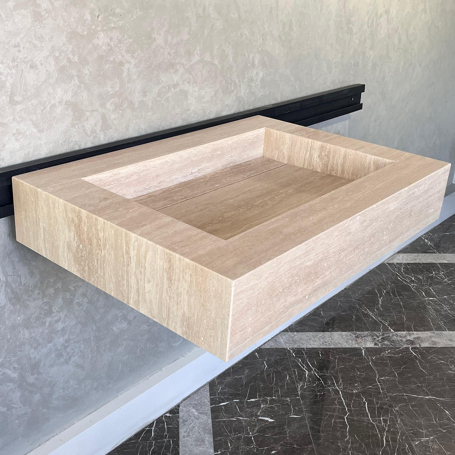 Custom Travertine Sink, Handmade Custom Beige Travertine Sink, Vein Cut Travertine Vanity (TR-66) ( Top Sink, Sink For Bathroom, Marble Vessel Sink