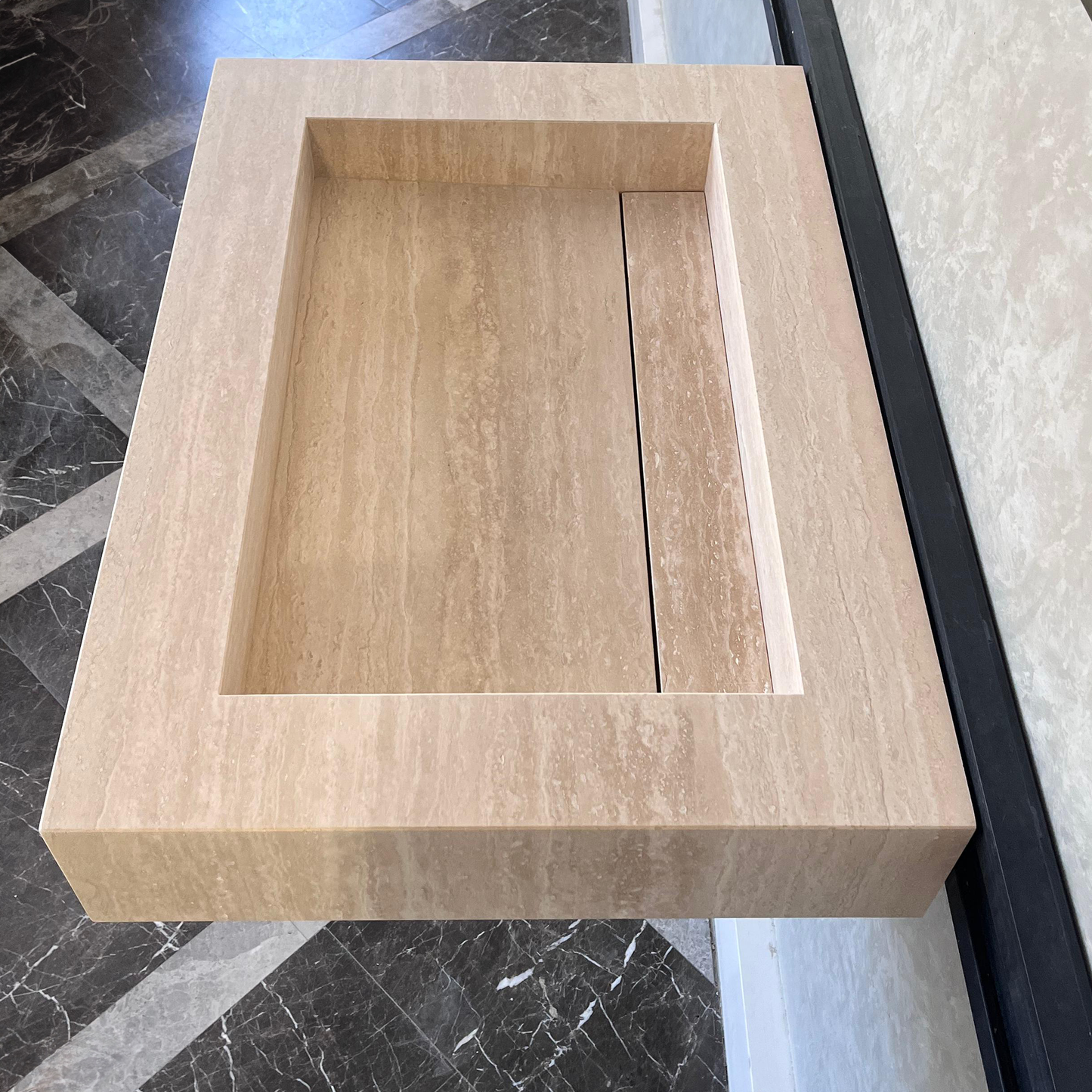 Custom Travertine Sink, Handmade Custom Beige Travertine Sink, Vein Cut Travertine Vanity (TR-66) ( Top Sink, Sink For Bathroom, Marble Vessel Sink