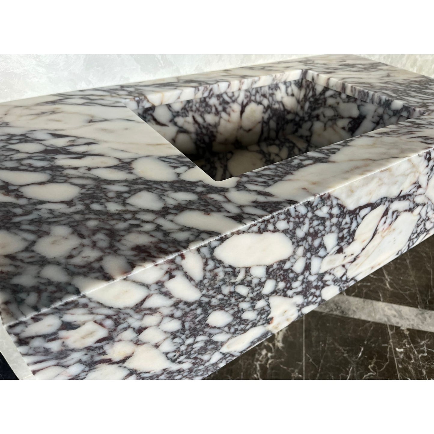 HANDCRAFTED CUSTOM CALACATTA VIOLA MARBLE SINK (NS-082)