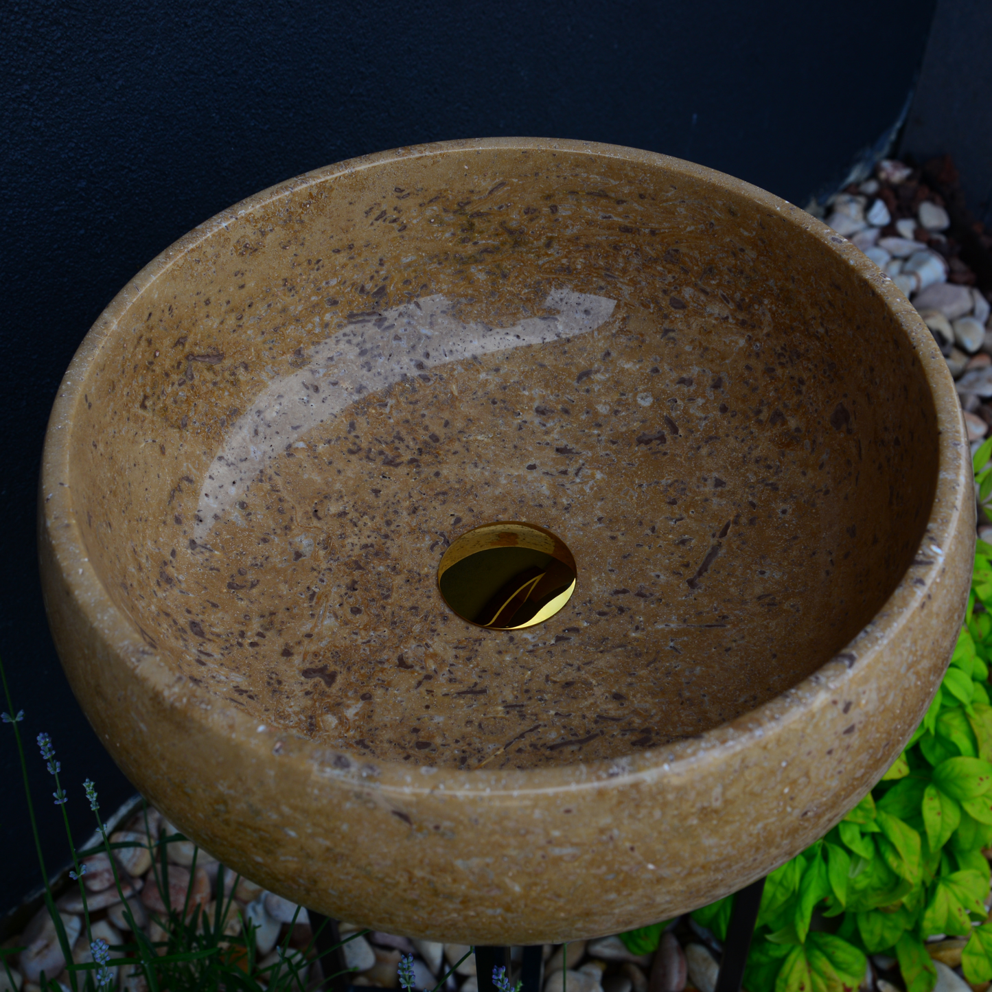 HANDCRAFTED NOCE BROWN TRAVERTINE SINK