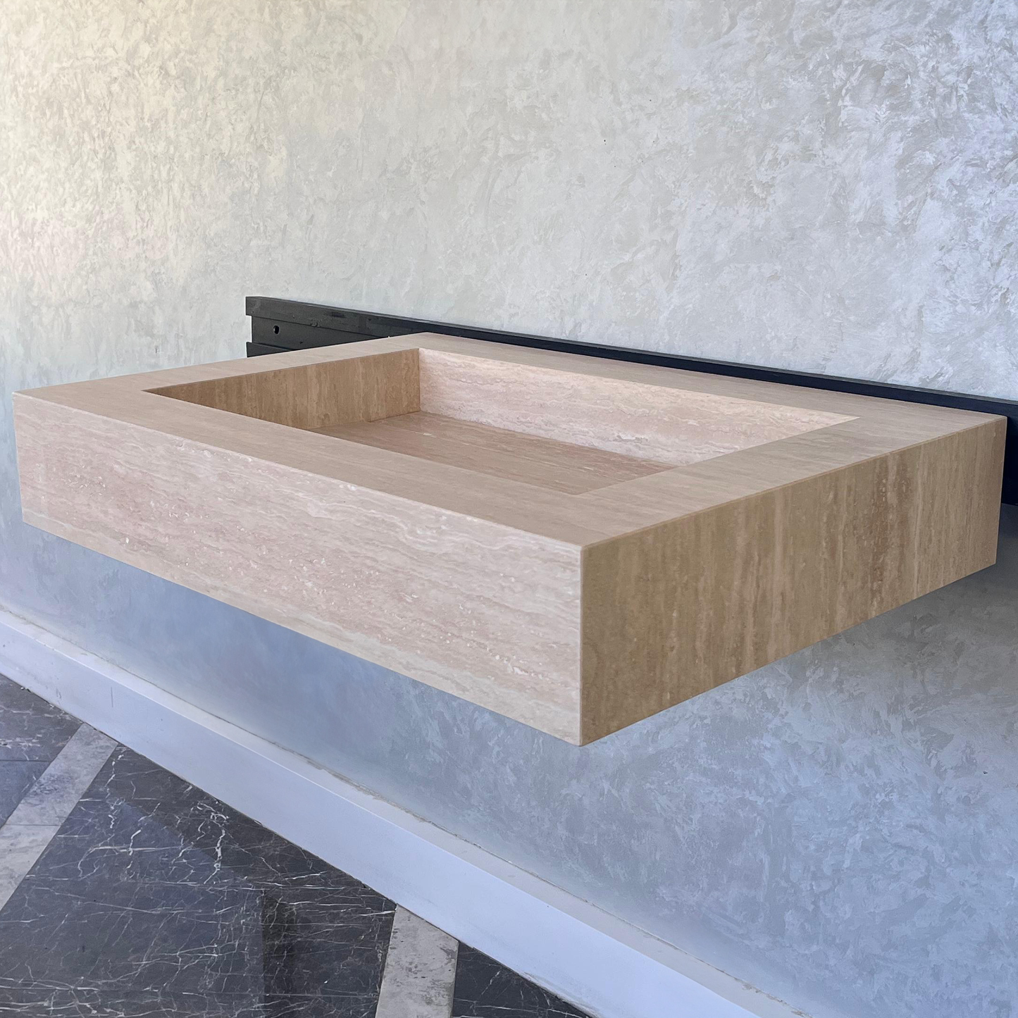 Custom Travertine Sink, Handmade Custom Beige Travertine Sink, Vein Cut Travertine Vanity (TR-66) ( Top Sink, Sink For Bathroom, Marble Vessel Sink