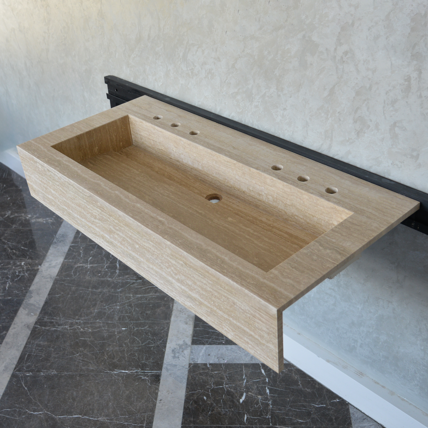 HANDCRAFTED CUSTOM TRAVERTINE SINK (TR-081)