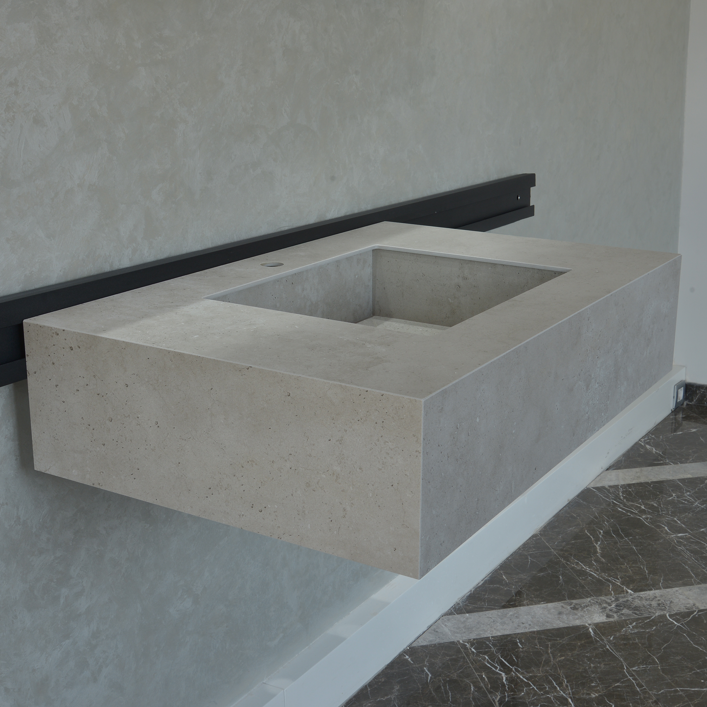 HANDCRAFTED INFINITY – CONCRETE GREY ENGINEERED PORCELAIN SINK (ES-054)