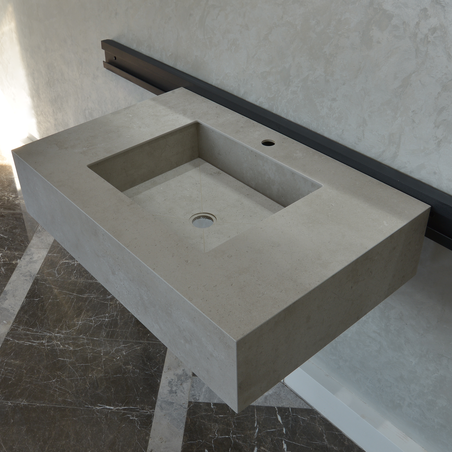 HANDCRAFTED INFINITY – CONCRETE GREY ENGINEERED PORCELAIN SINK (ES-054)