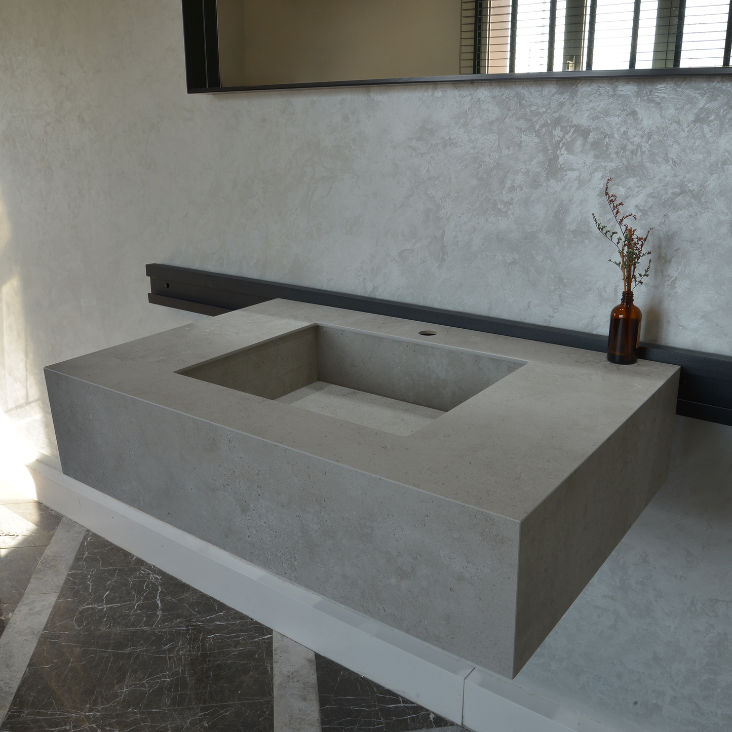 HANDCRAFTED INFINITY – CONCRETE GREY ENGINEERED PORCELAIN SINK (ES-054)