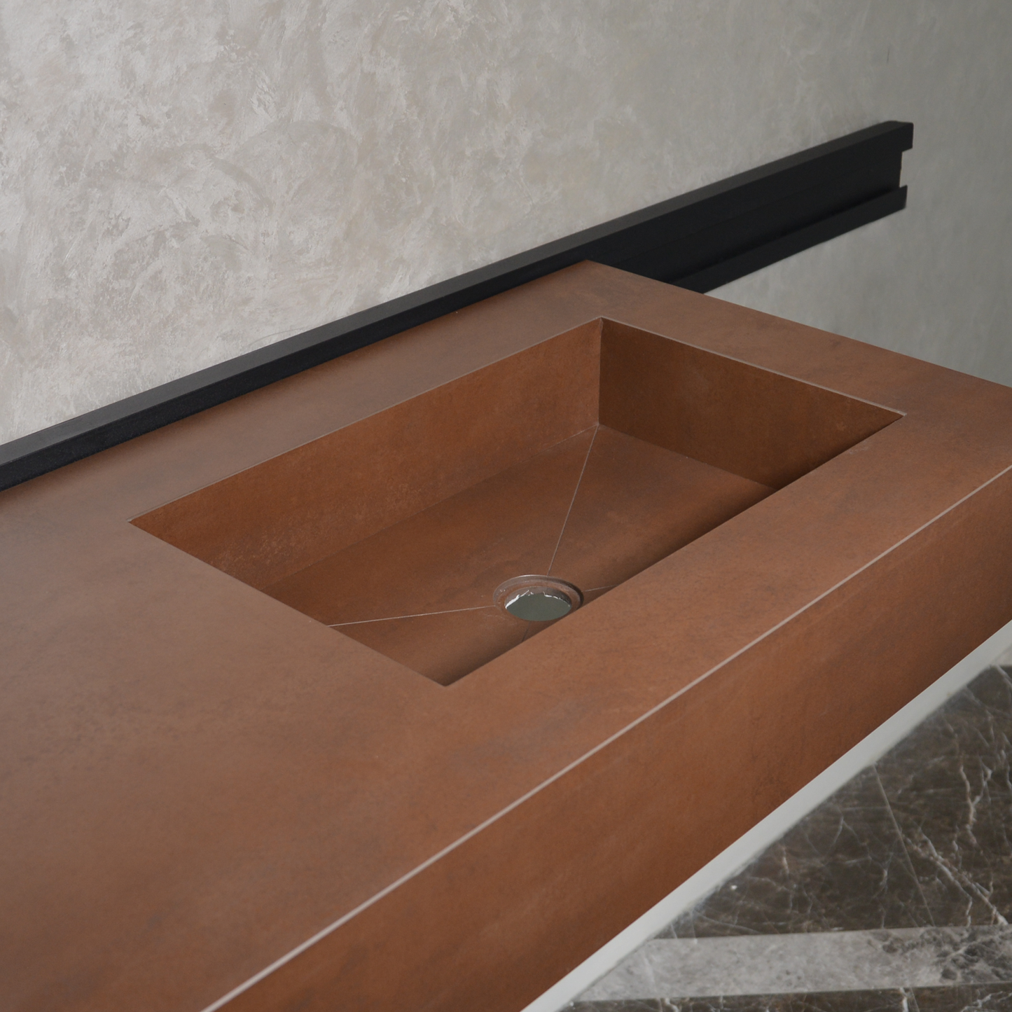 HANDCRAFTED INFINITY – METAL CORTEN ENGINEERED PORCELAIN SINK (ES-058)