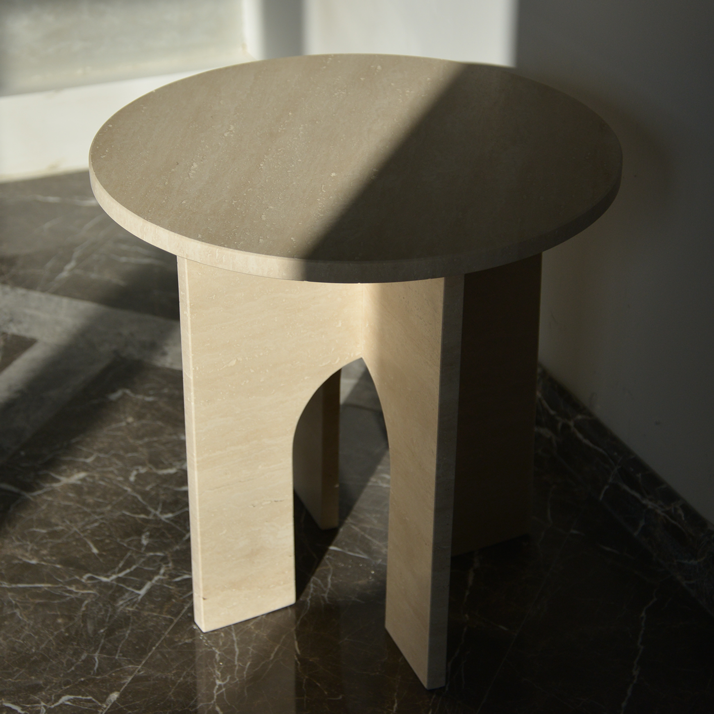 Travertine Marble Coffee Table, Round Marble Coffee Table, Luxury Side Table, Elegant Coffee Table for Living Room, Marble Side Table