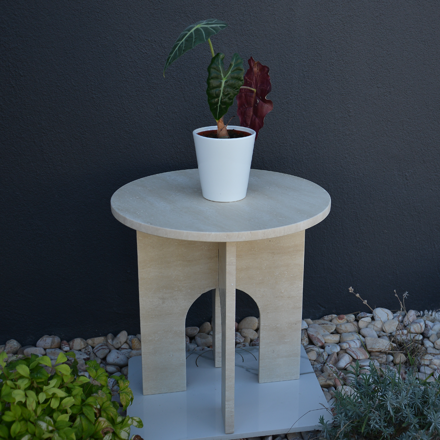 Travertine Marble Coffee Table, Round Marble Coffee Table, Luxury Side Table, Elegant Coffee Table for Living Room, Marble Side Table