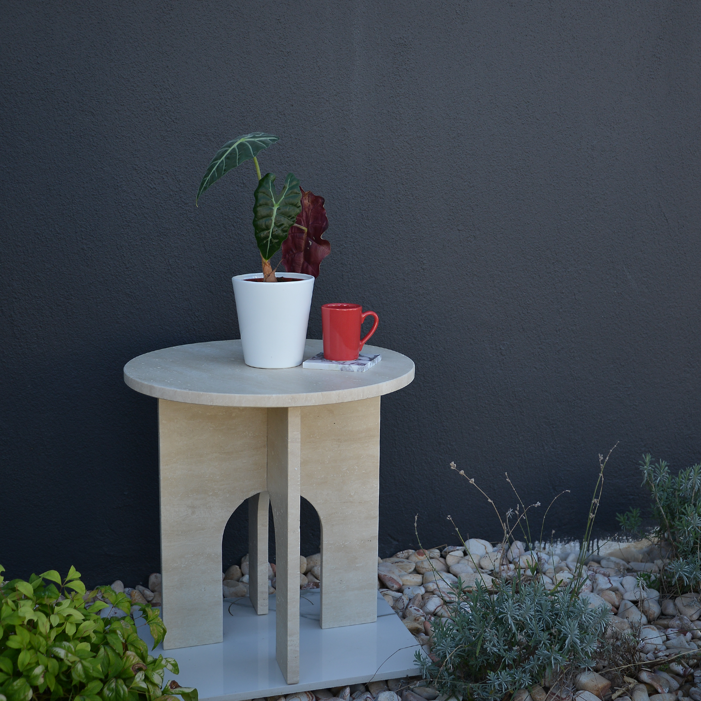 Travertine Marble Coffee Table, Round Marble Coffee Table, Luxury Side Table, Elegant Coffee Table for Living Room, Marble Side Table