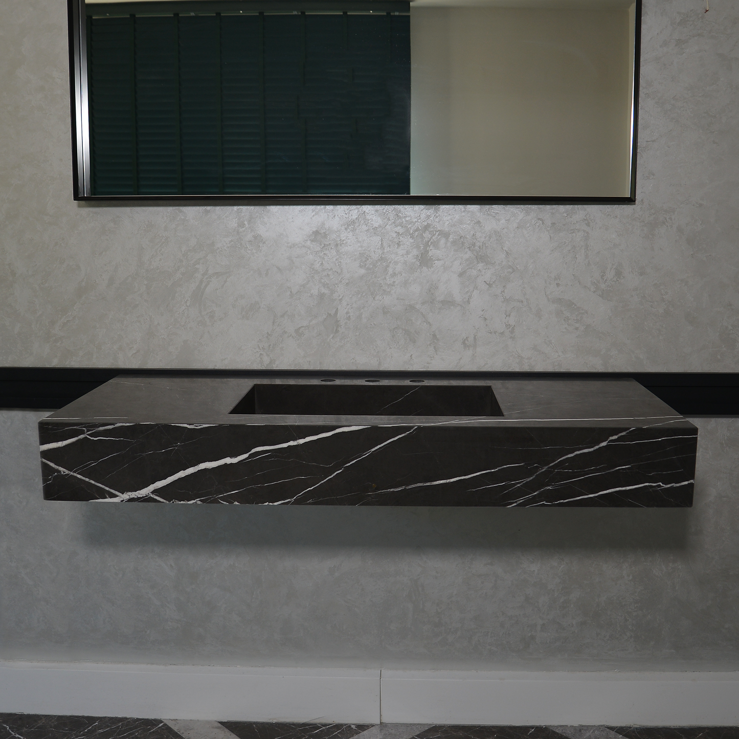HANDCRAFTED CUSTOM PIETRA GREY MARBLE SINK (NS-081)