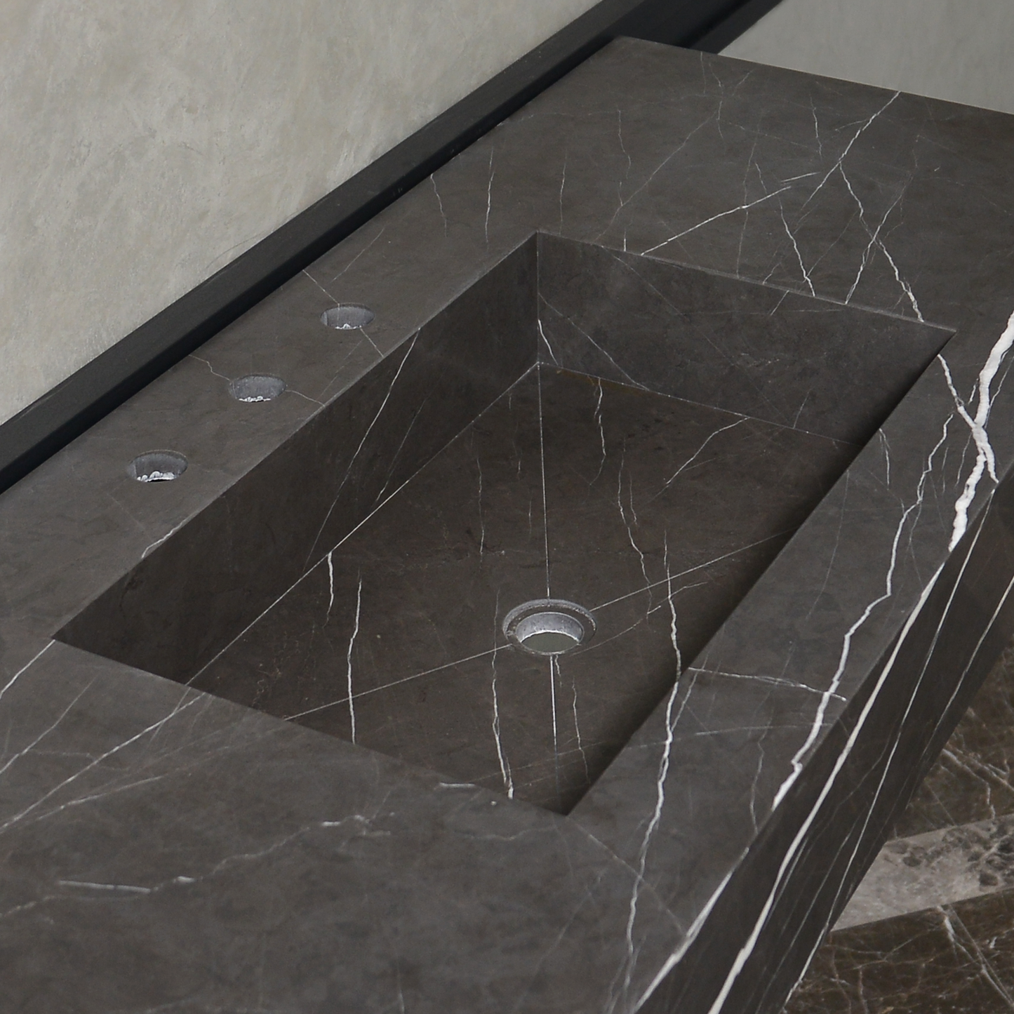 HANDCRAFTED CUSTOM PIETRA GREY MARBLE SINK (NS-081)