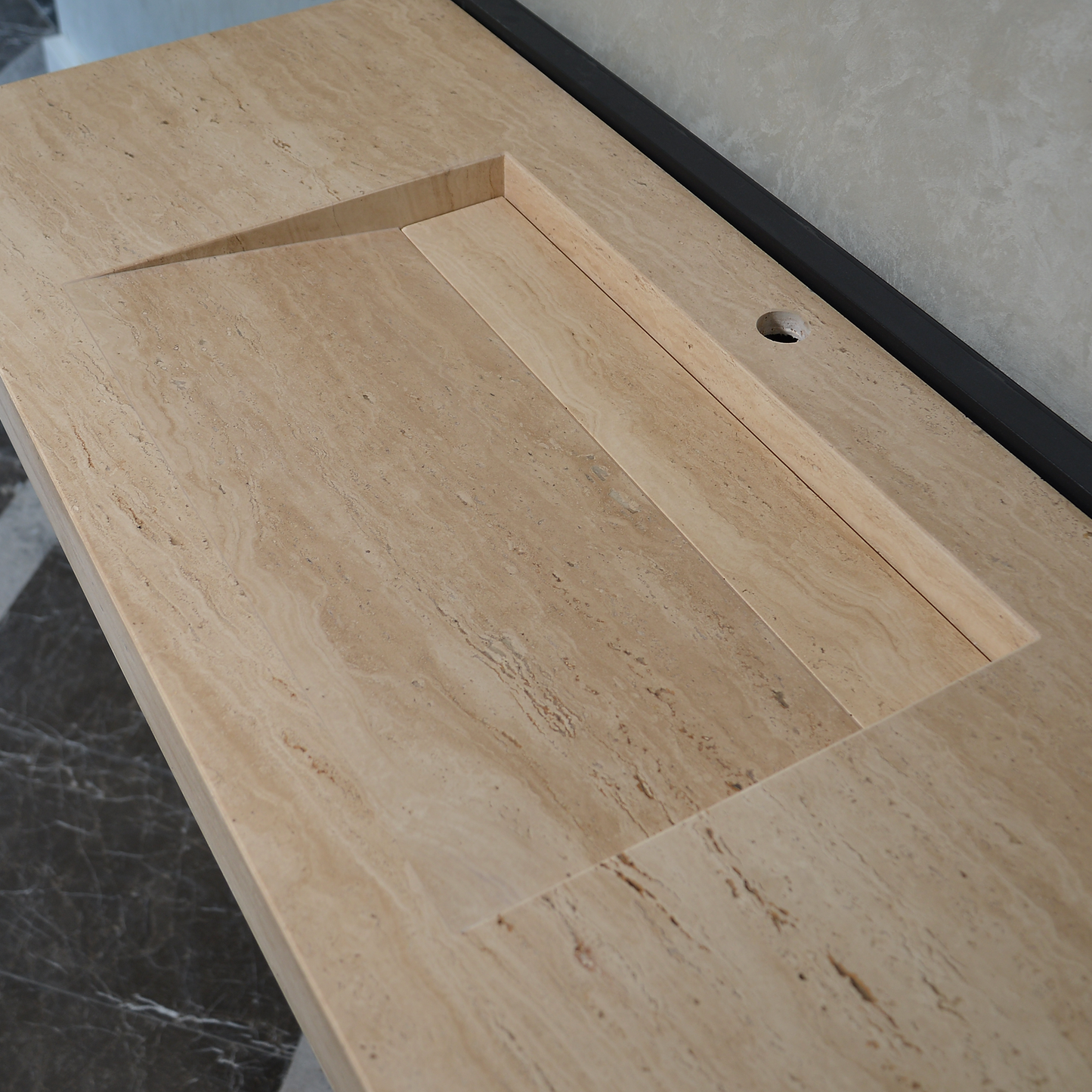 Handmade Custom Travertine Sink (TR-059)