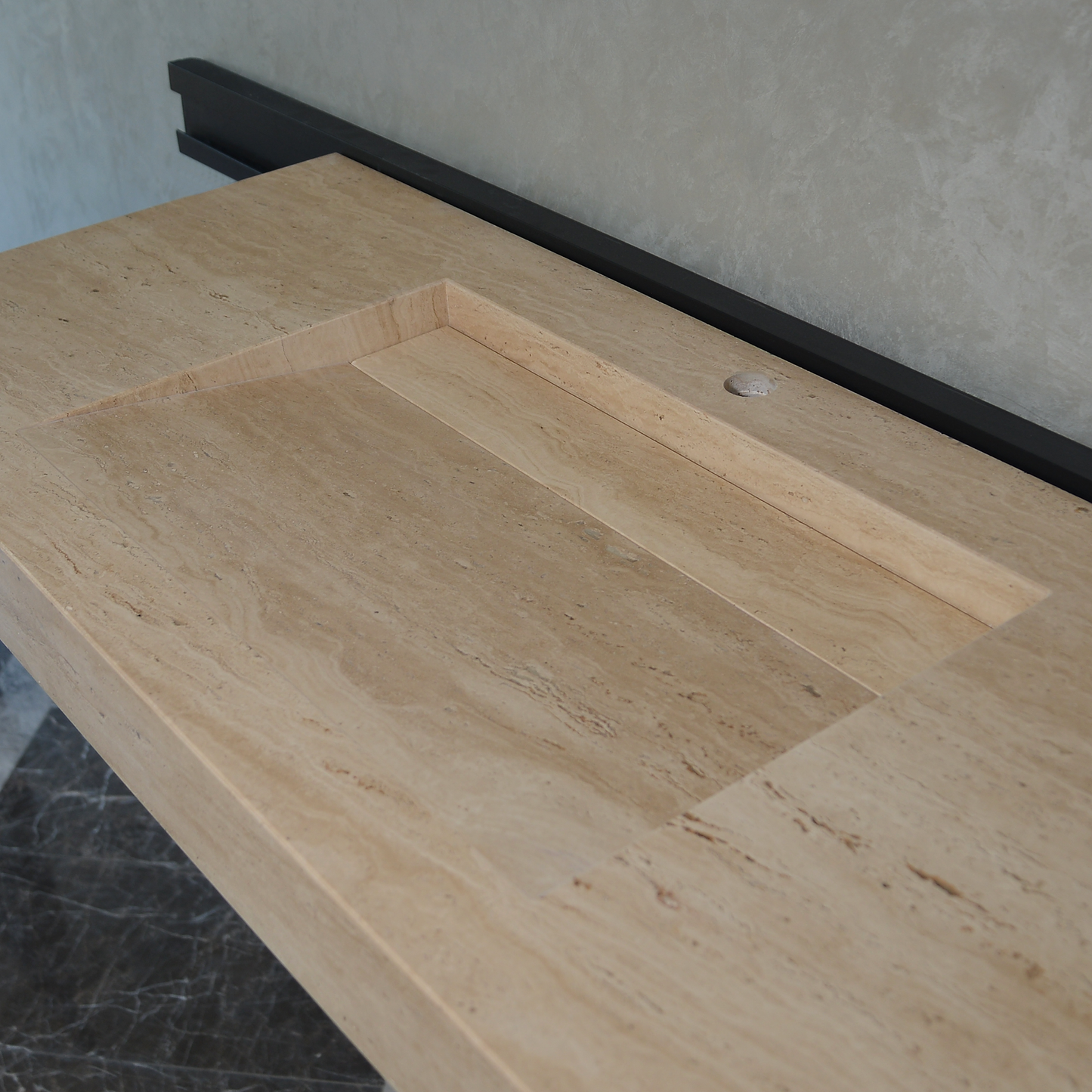 Handmade Custom Travertine Sink (TR-059)