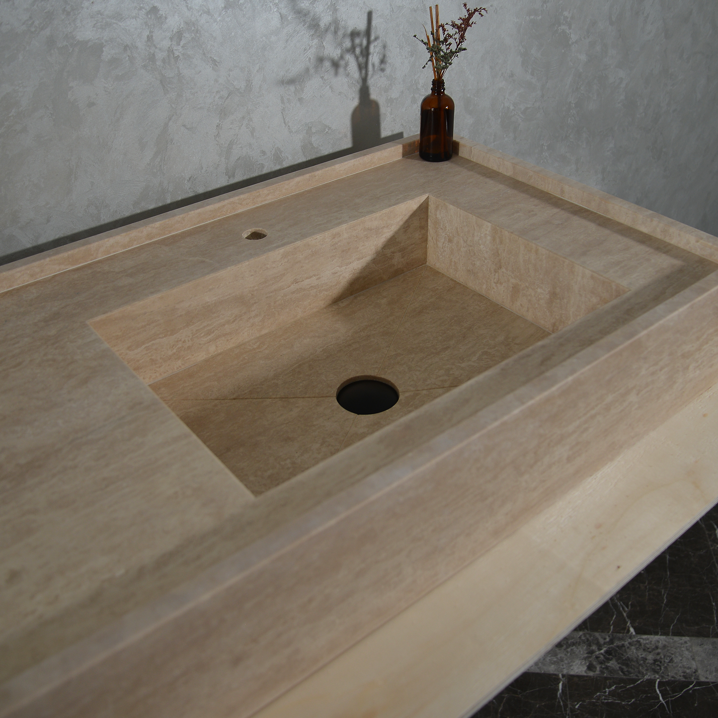 Handcrafted Custom Travertine Sink (TR-087)