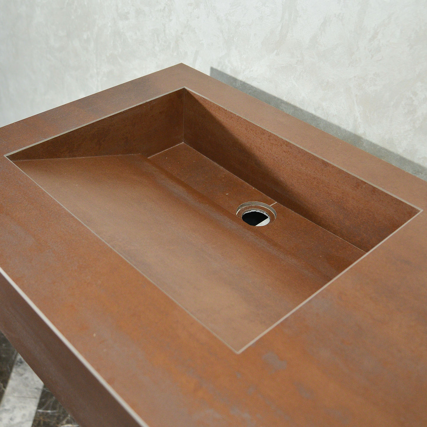 CUSTOM INFINITY – METAL CORTEN ENGINEERED PORCELAIN DOUBLE SINK (ES-083)