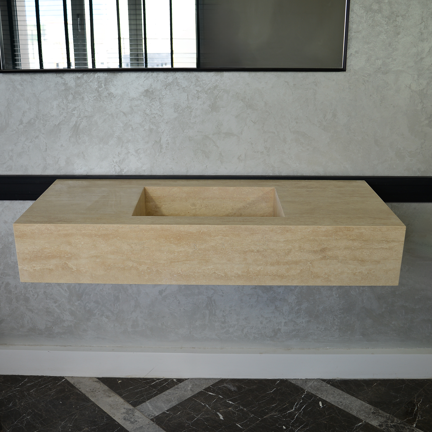 HANDCRAFTED CUSTOM TRAVERTINE SINK (TR-095)