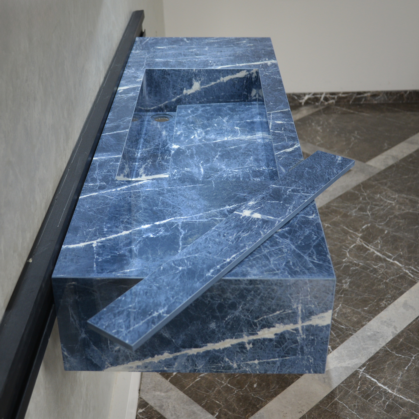 HANDCRAFTED INFINITY PRECIOUS SODALITE HIGH ENGINEERED STONE SINK (ES-085)