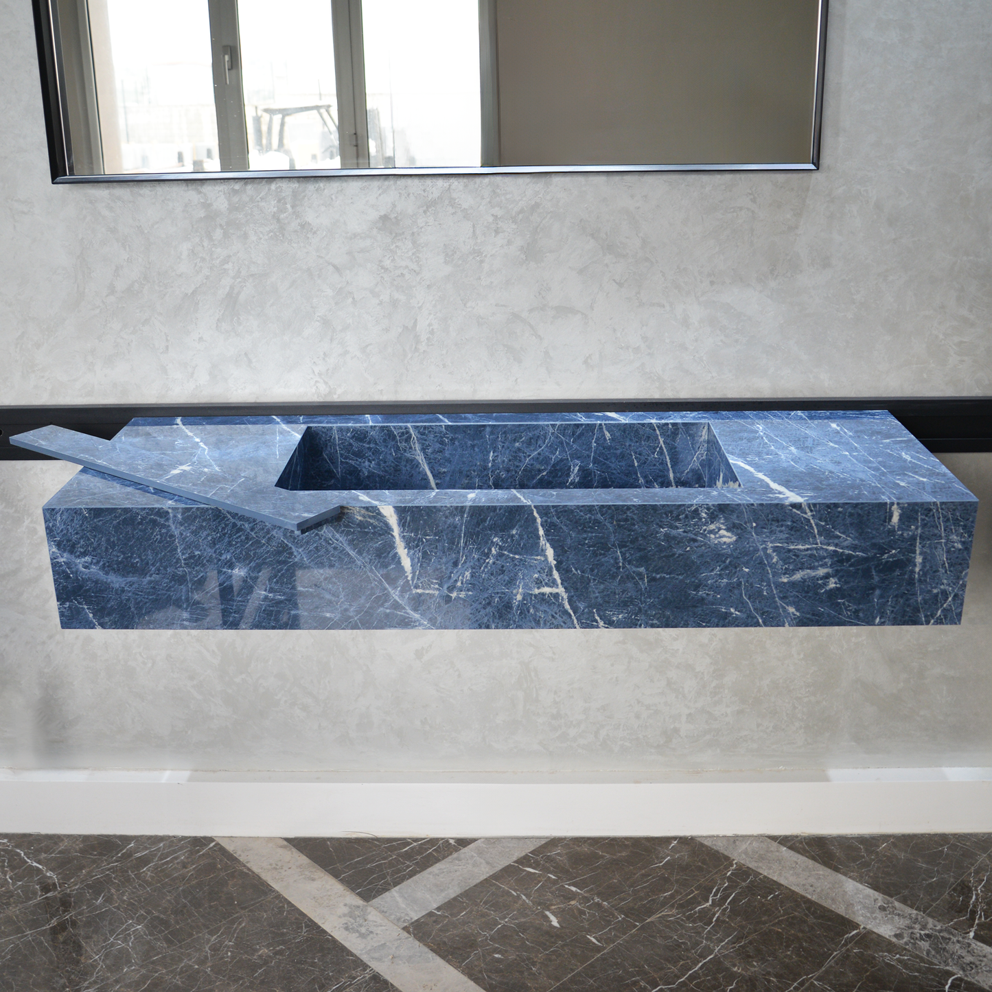 HANDCRAFTED INFINITY PRECIOUS SODALITE HIGH ENGINEERED STONE SINK (ES-085)