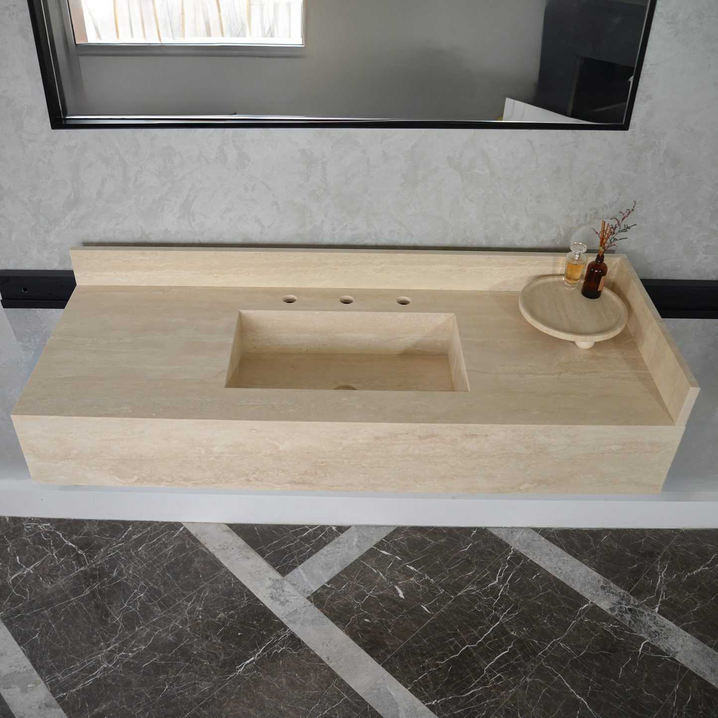 HANDCRAFTED CUSTOM TRAVERTINE SINK (TR-092)