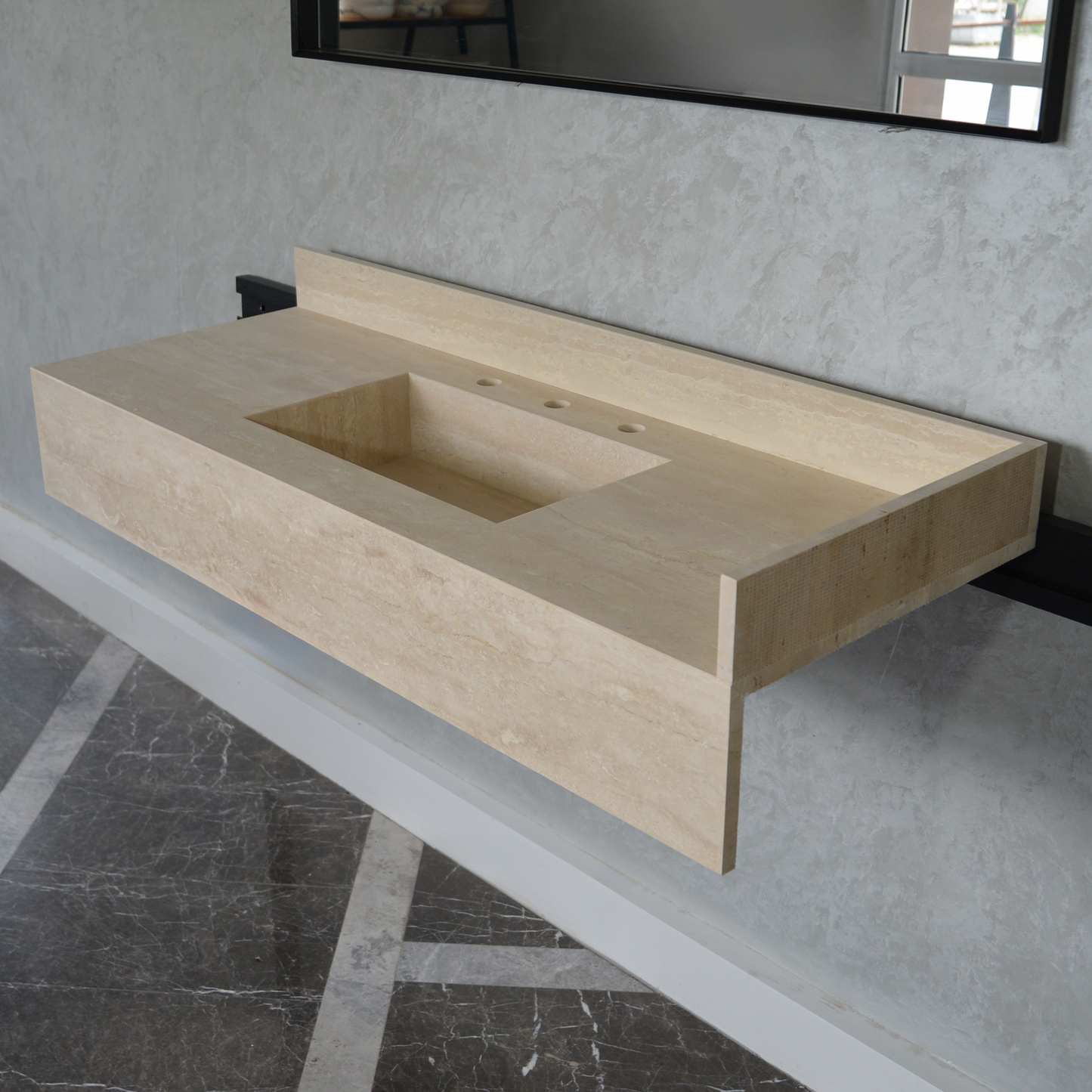 HANDCRAFTED CUSTOM TRAVERTINE SINK (TR-092)