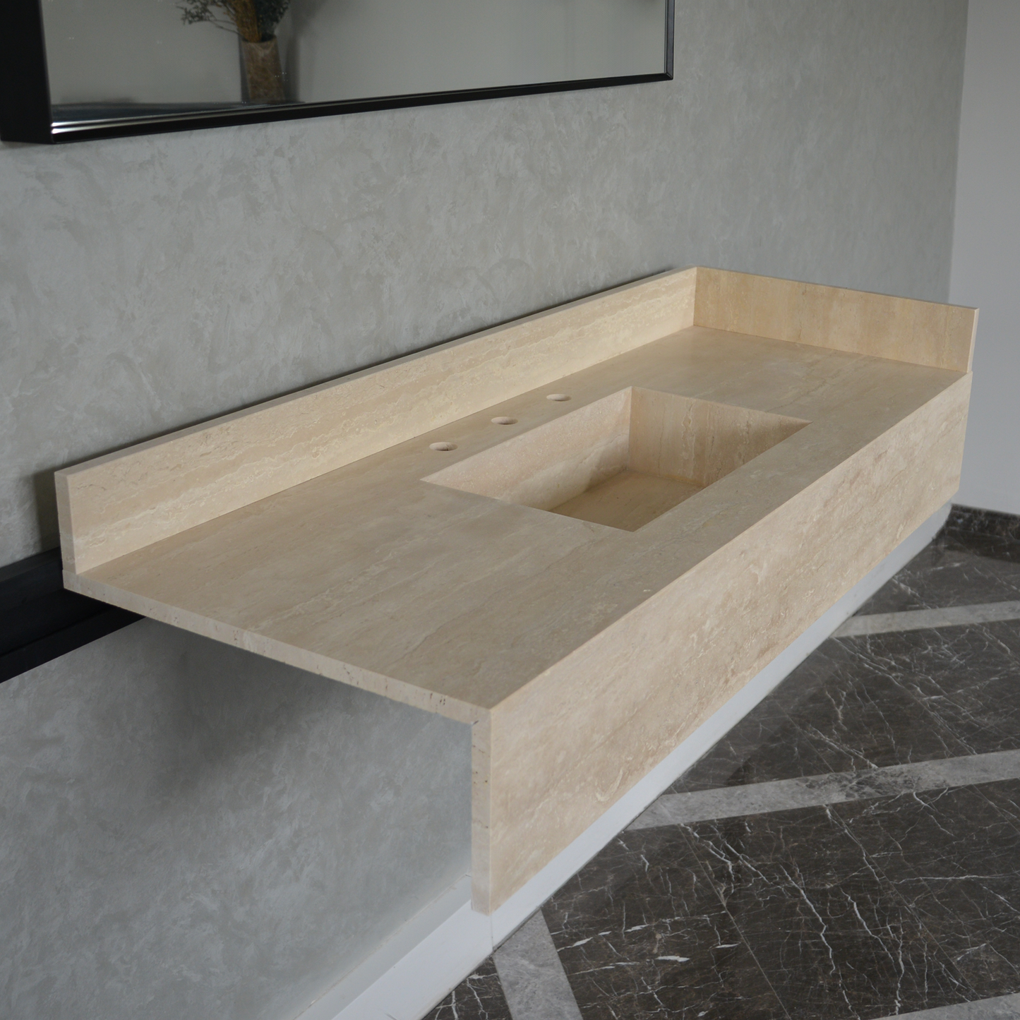 HANDCRAFTED CUSTOM TRAVERTINE SINK (TR-092)