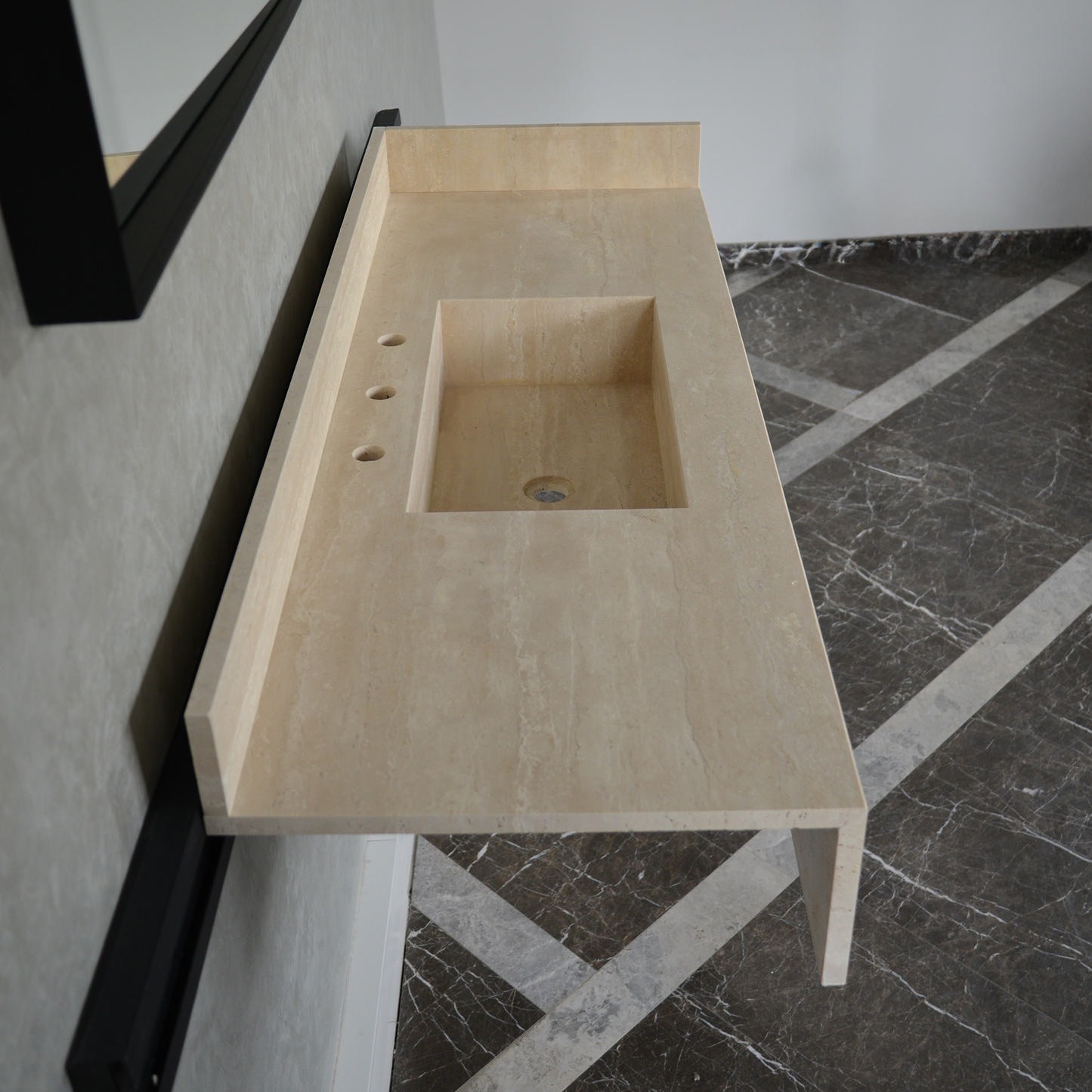HANDCRAFTED CUSTOM TRAVERTINE SINK (TR-092)