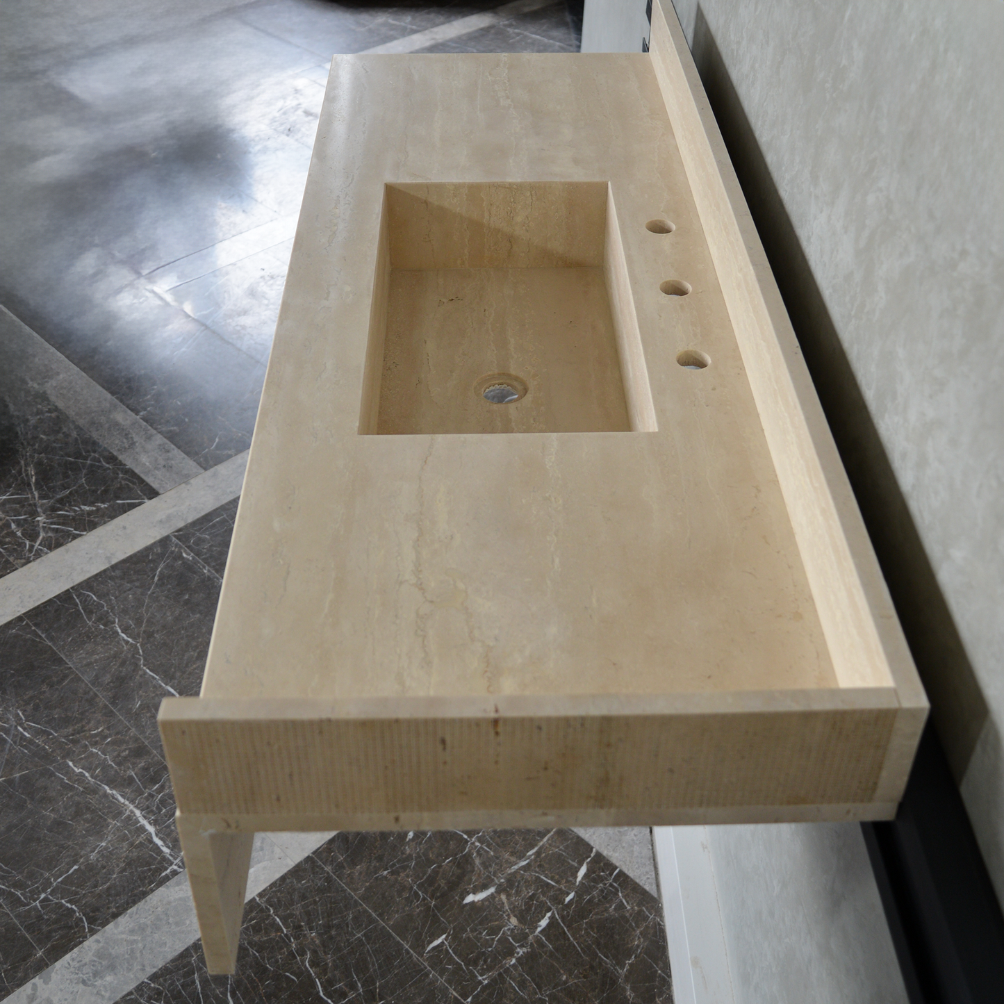 HANDCRAFTED CUSTOM TRAVERTINE SINK (TR-092)