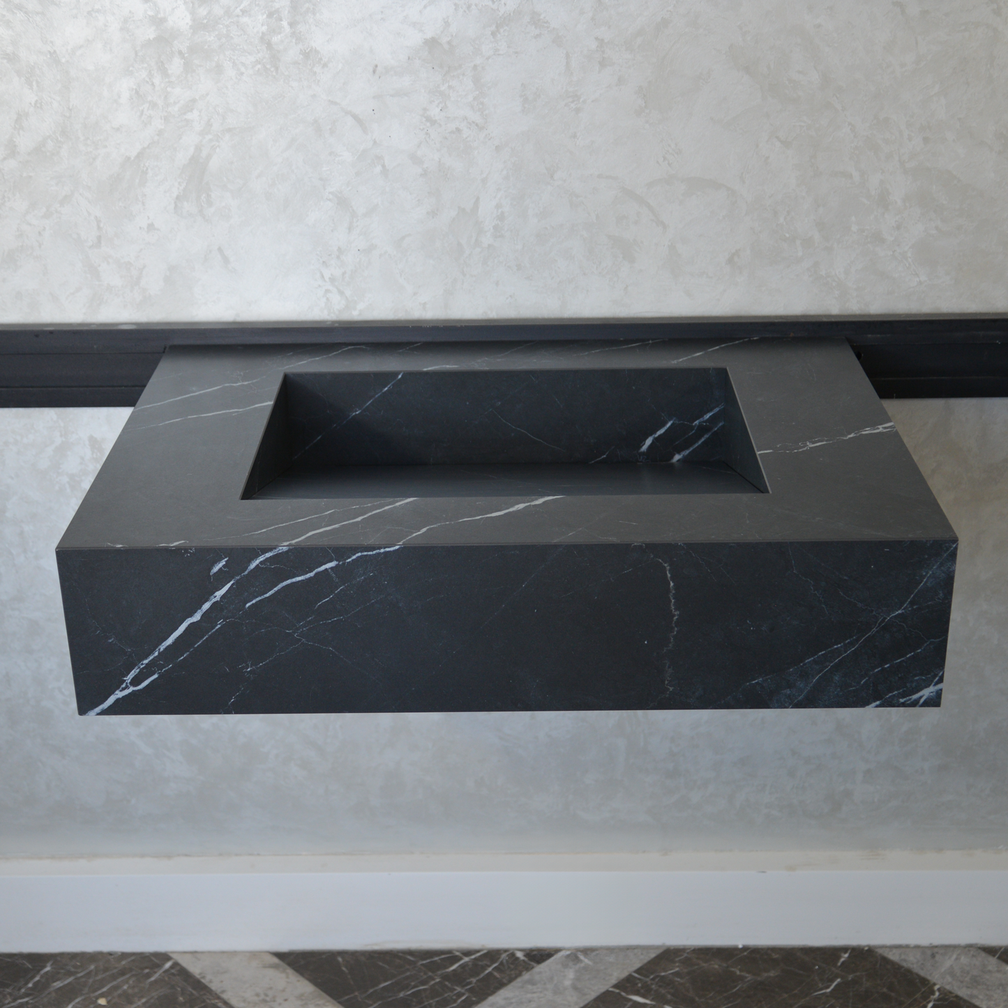 HANDCRAFTED NERO MARQUINIA HIGH ENGINEERED STONE SINK (ES-046)
