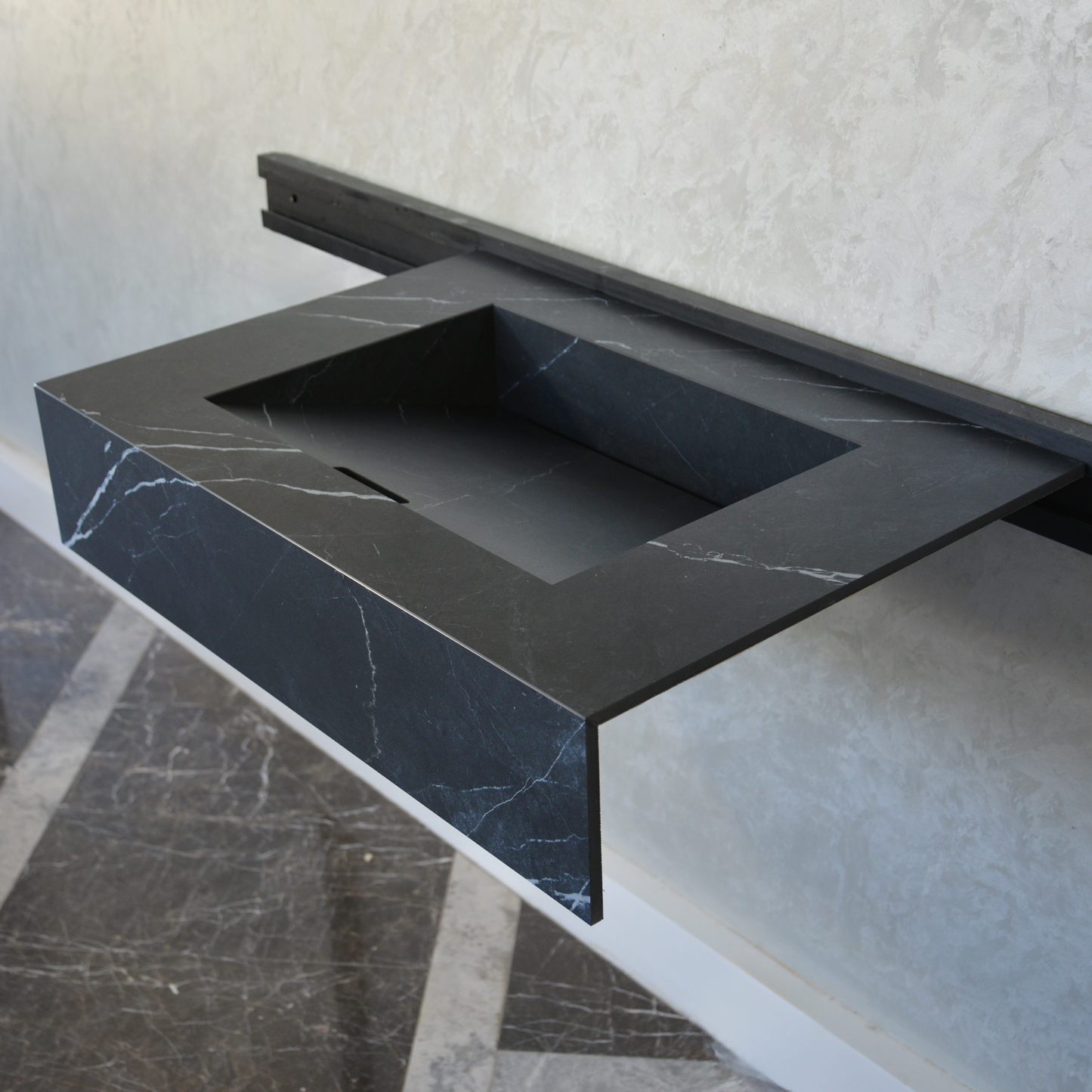 HANDCRAFTED NERO MARQUINIA HIGH ENGINEERED STONE SINK (ES-046)
