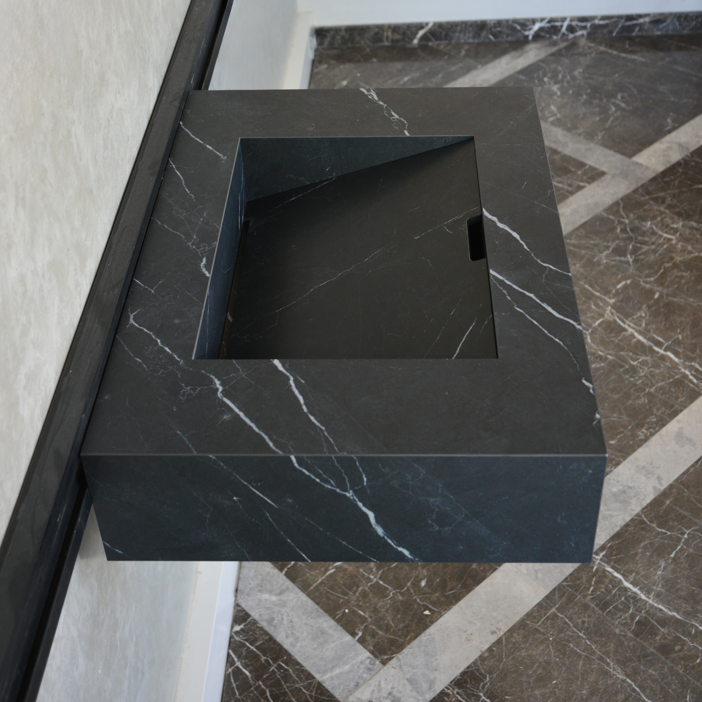 HANDCRAFTED NERO MARQUINIA HIGH ENGINEERED STONE SINK (ES-046)
