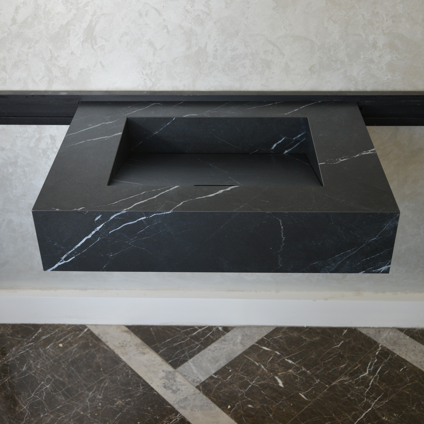 HANDCRAFTED NERO MARQUINIA HIGH ENGINEERED STONE SINK (ES-046)