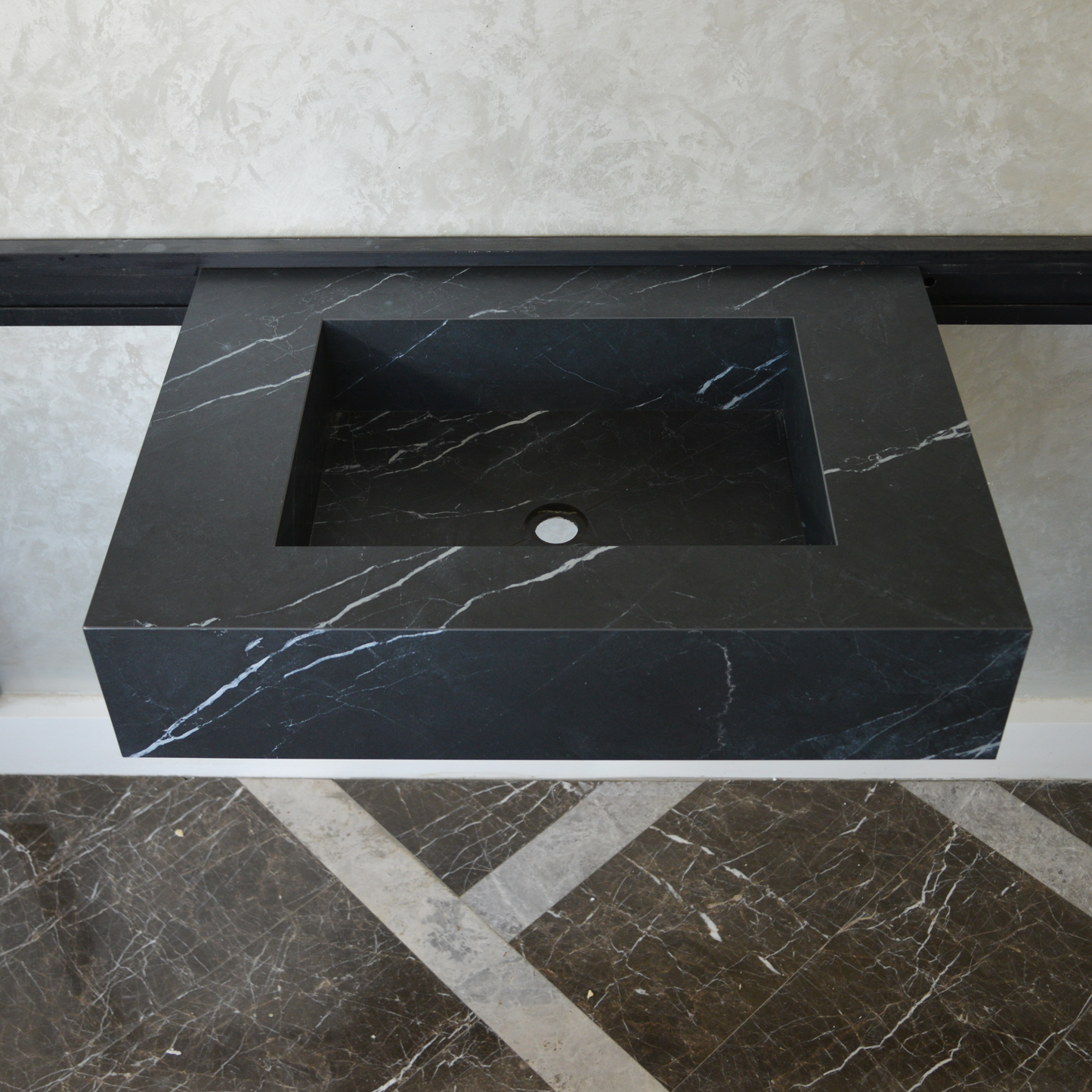 HANDCRAFTED NERO MARQUINIA HIGH ENGINEERED STONE SINK (ES-046)