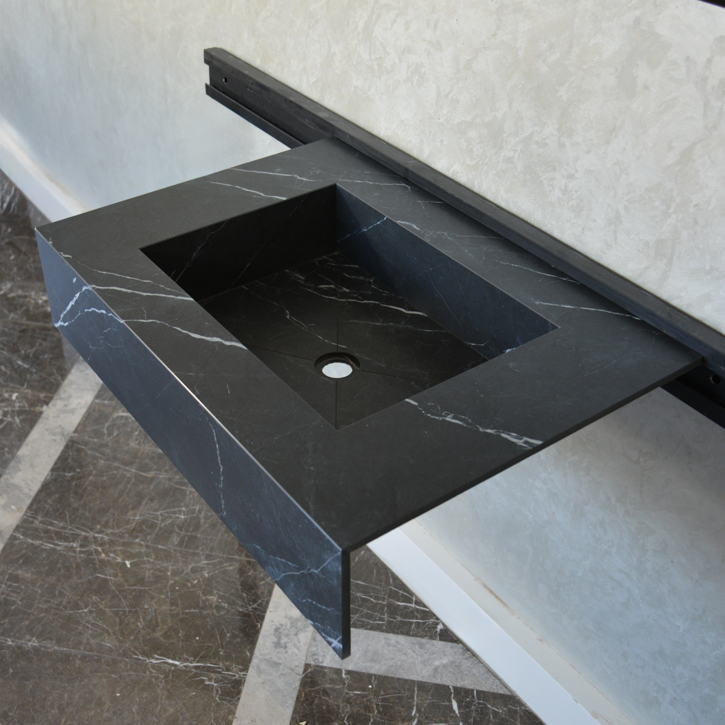 HANDCRAFTED NERO MARQUINIA HIGH ENGINEERED STONE SINK (ES-046)
