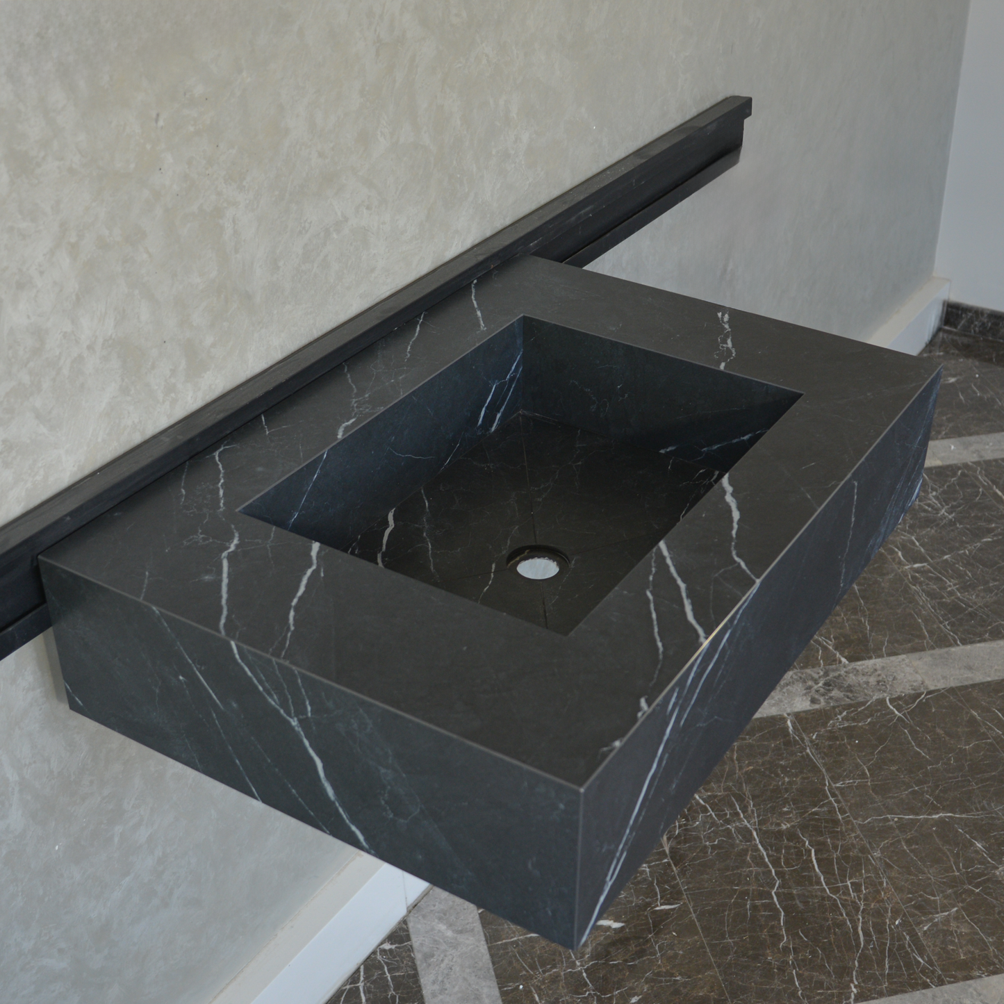 HANDCRAFTED NERO MARQUINIA HIGH ENGINEERED STONE SINK (ES-045)