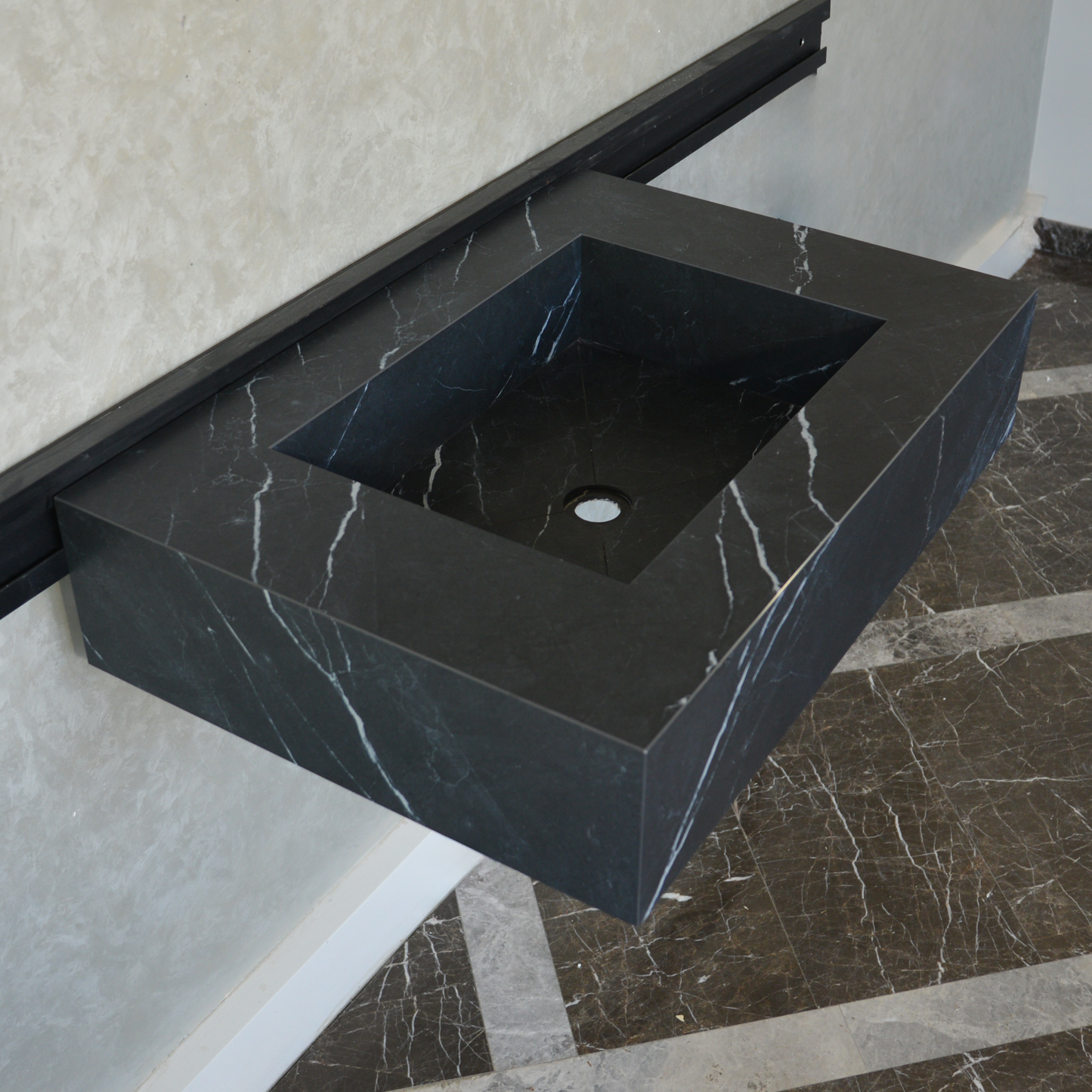 HANDCRAFTED NERO MARQUINIA HIGH ENGINEERED STONE SINK (ES-046)