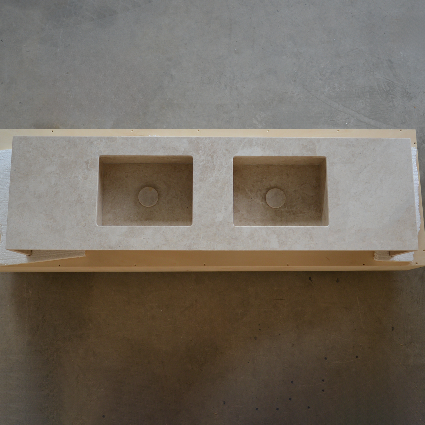 HANDCRAFTED CUSTOM HERA BEIGE MARBLE DOUBLE SINK (NS-114)