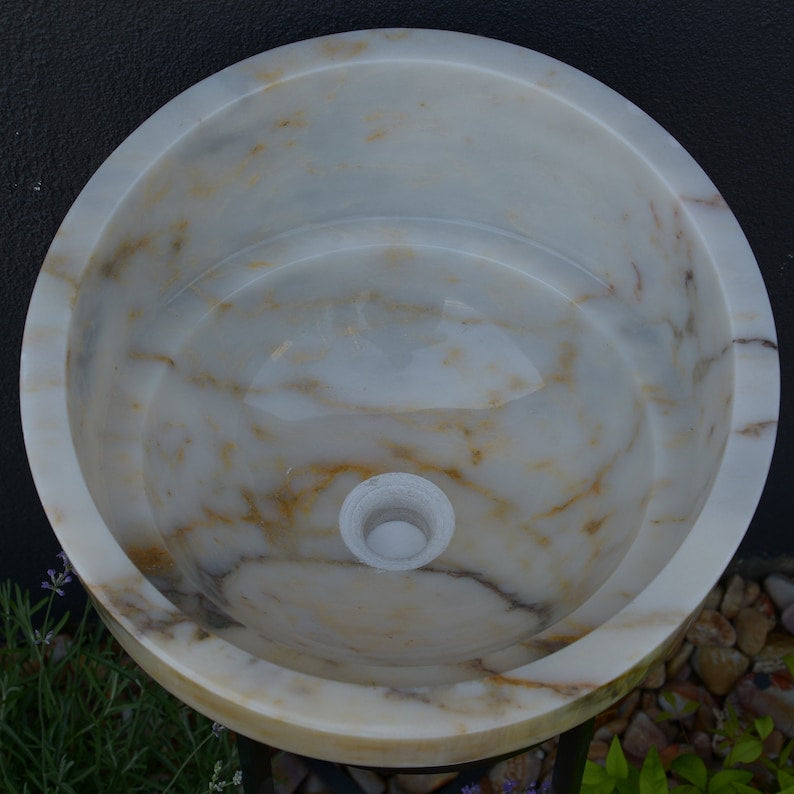 Handcrafted Veined Marble Sink