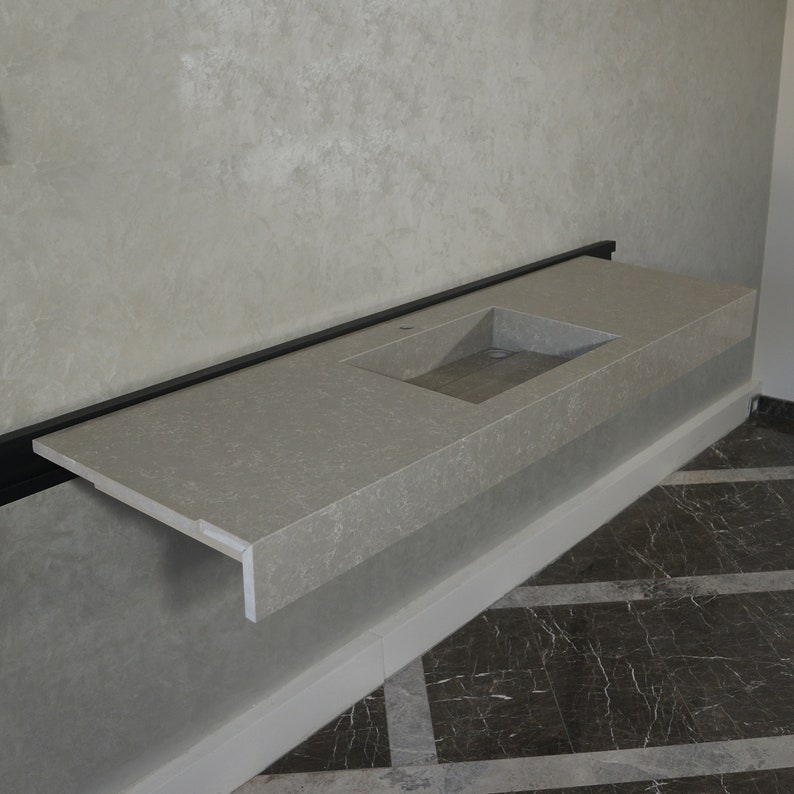 HANDCRAFTED CUSTOM GRAY QUARTZ SINK (QU-099)