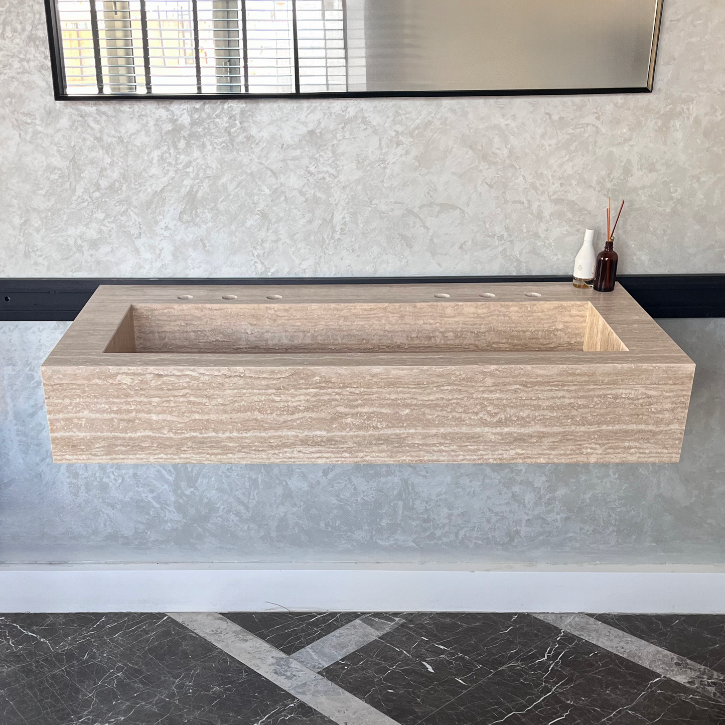 HANDCRAFTED CUSTOM TRAVERTINE SINK (TR-081)