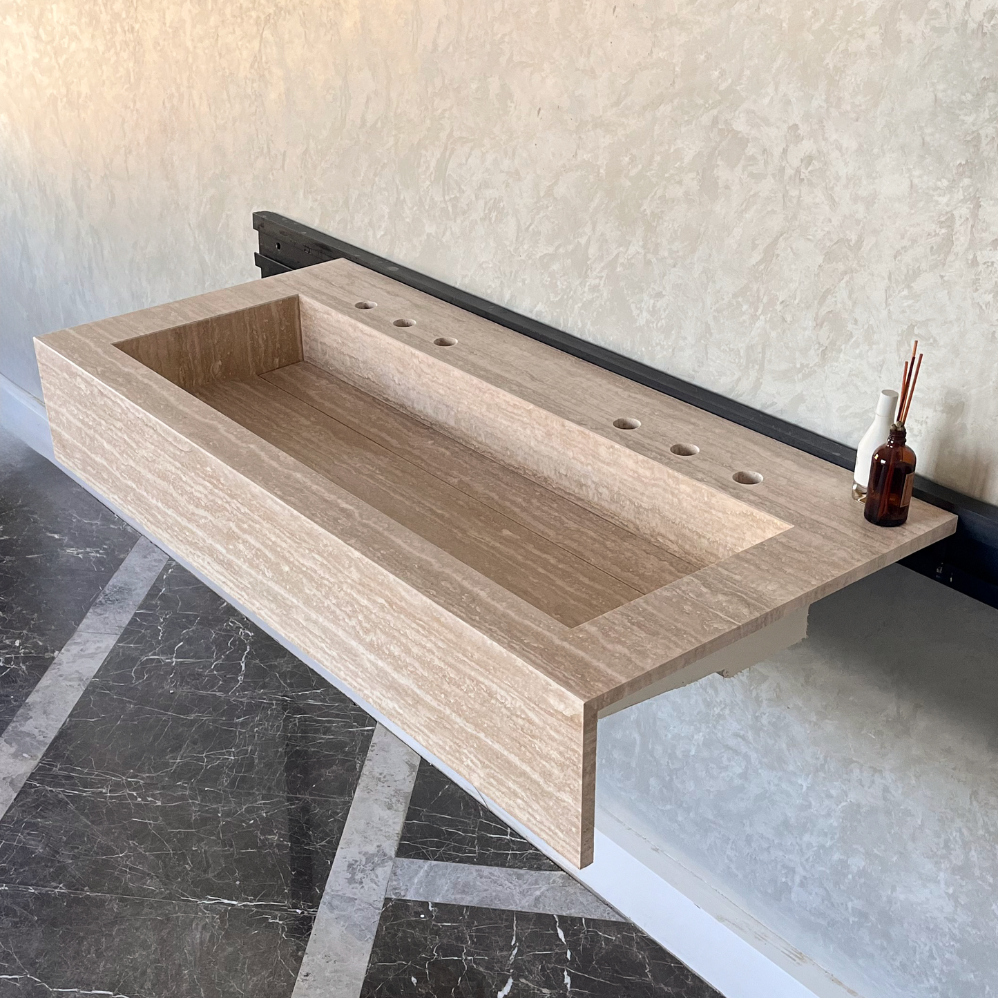 HANDCRAFTED CUSTOM TRAVERTINE SINK (TR-081)