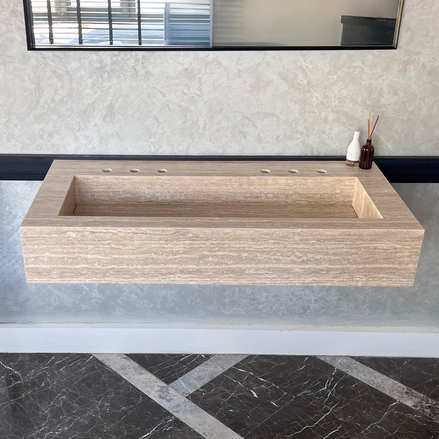 HANDCRAFTED CUSTOM TRAVERTINE SINK (TR-081)
