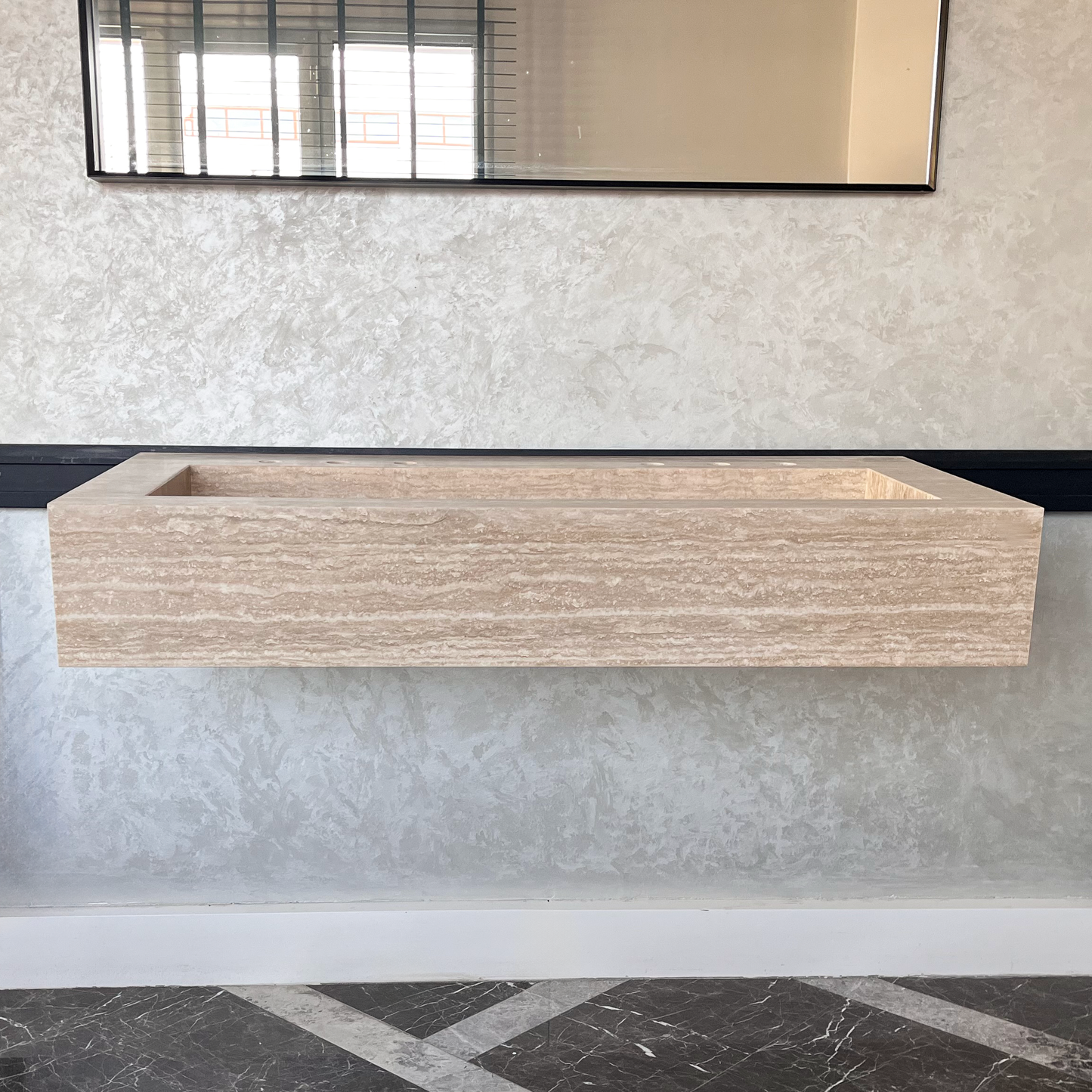 HANDCRAFTED CUSTOM TRAVERTINE SINK (TR-081)