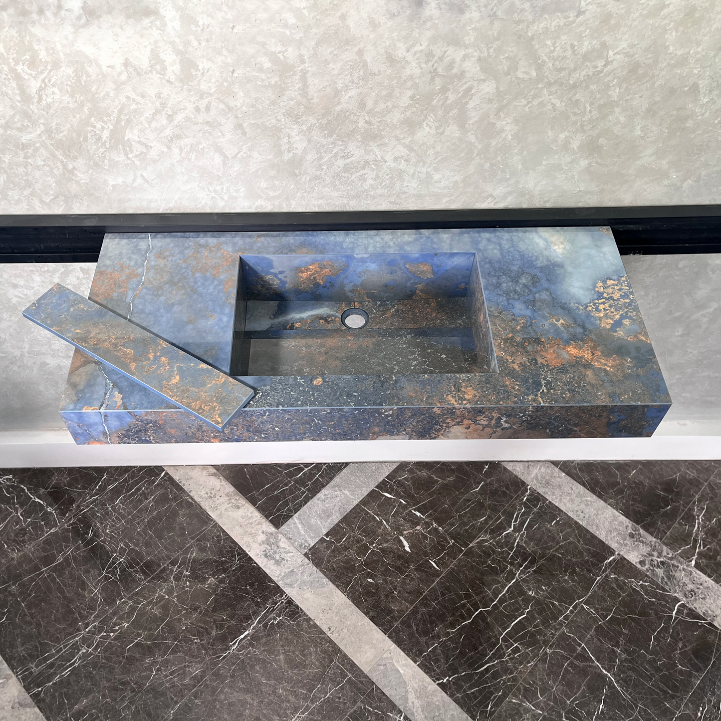 HANDCRAFTED THUNDERSTORM HIGH ENGINEERED STONE SINK (ES-043)