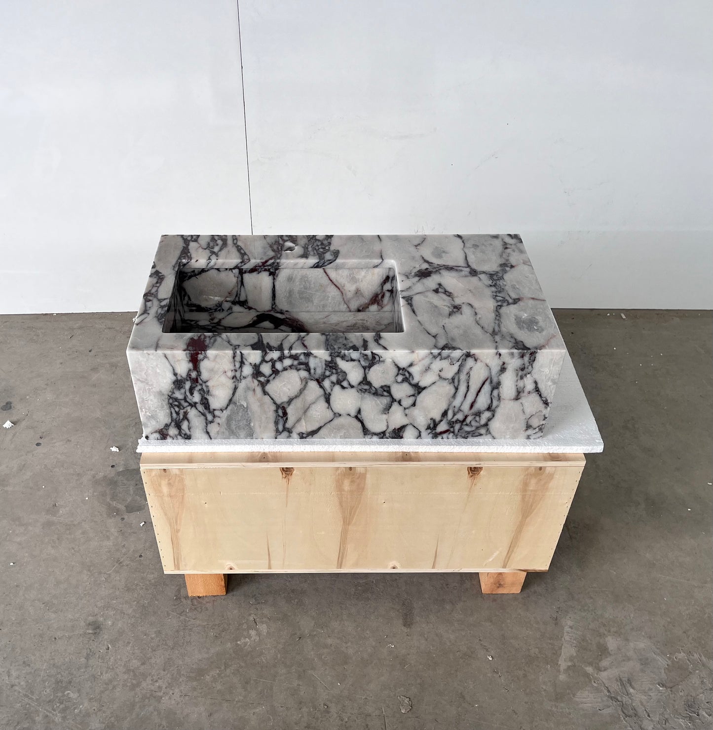 HANDCRAFTED CUSTOM CALACATTA VIOLA MARBLE SINK (NS-081)