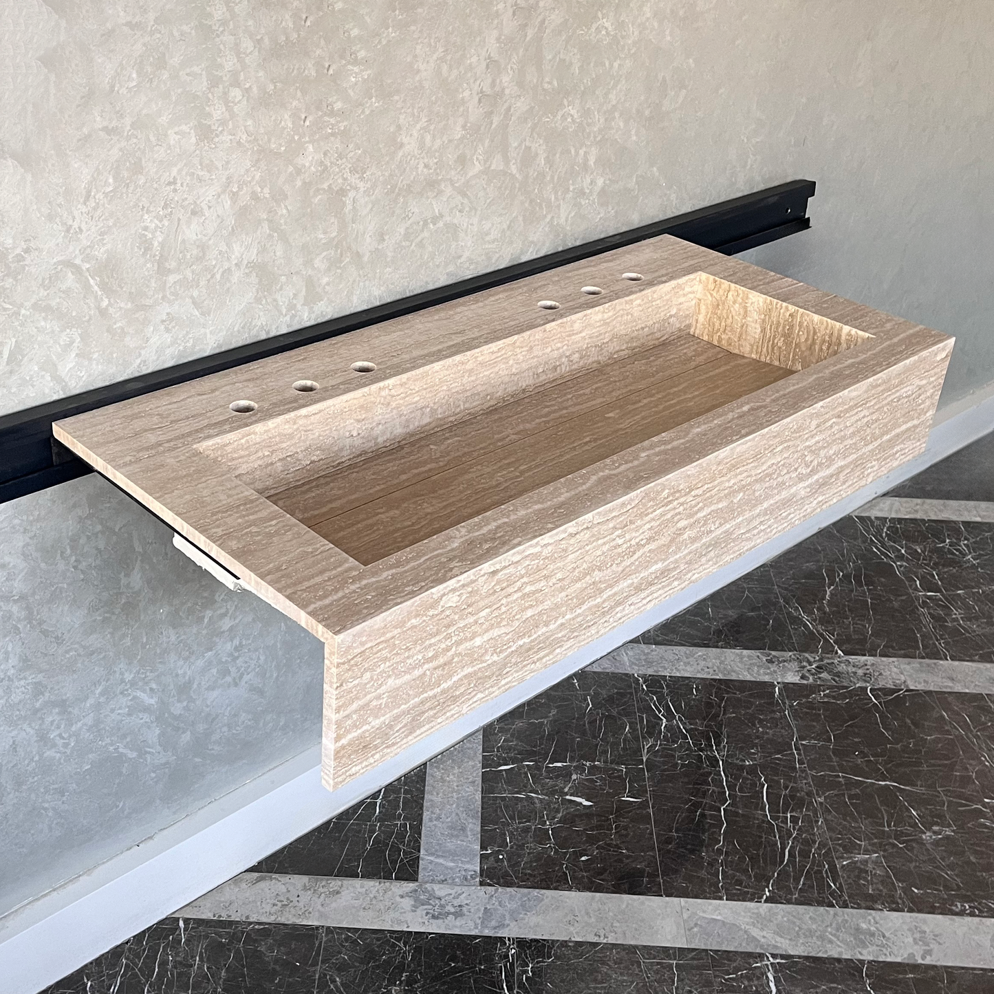 HANDCRAFTED CUSTOM TRAVERTINE SINK (TR-081)