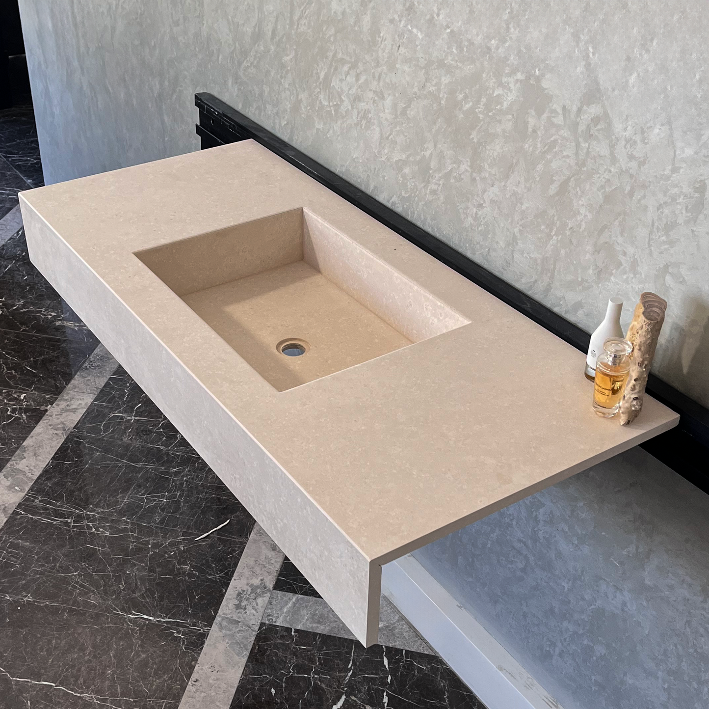 HANDCRAFTED CUSTOM LIMESTONE SINK (NS-062)